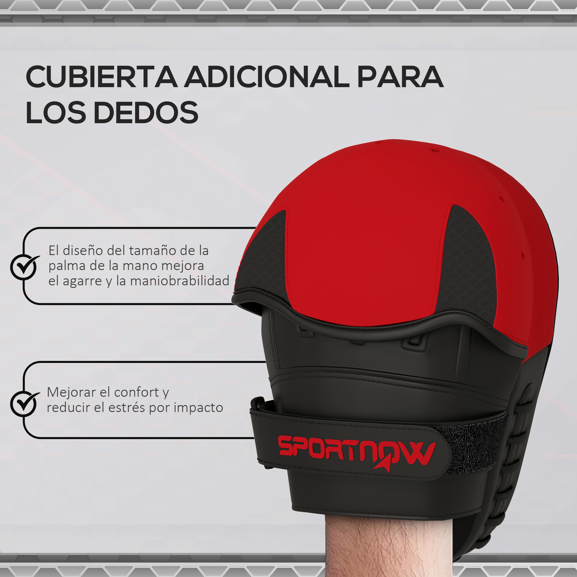 SPORTNOW Guanti Da Boxe A Piastra (paos) Per Muay Thai E Kickboxing, Imbottitura In Schiuma Spessa 8 Cm, Chiusura In Velcro, Per Allenamento A Casa E Palestra, Colore Nero