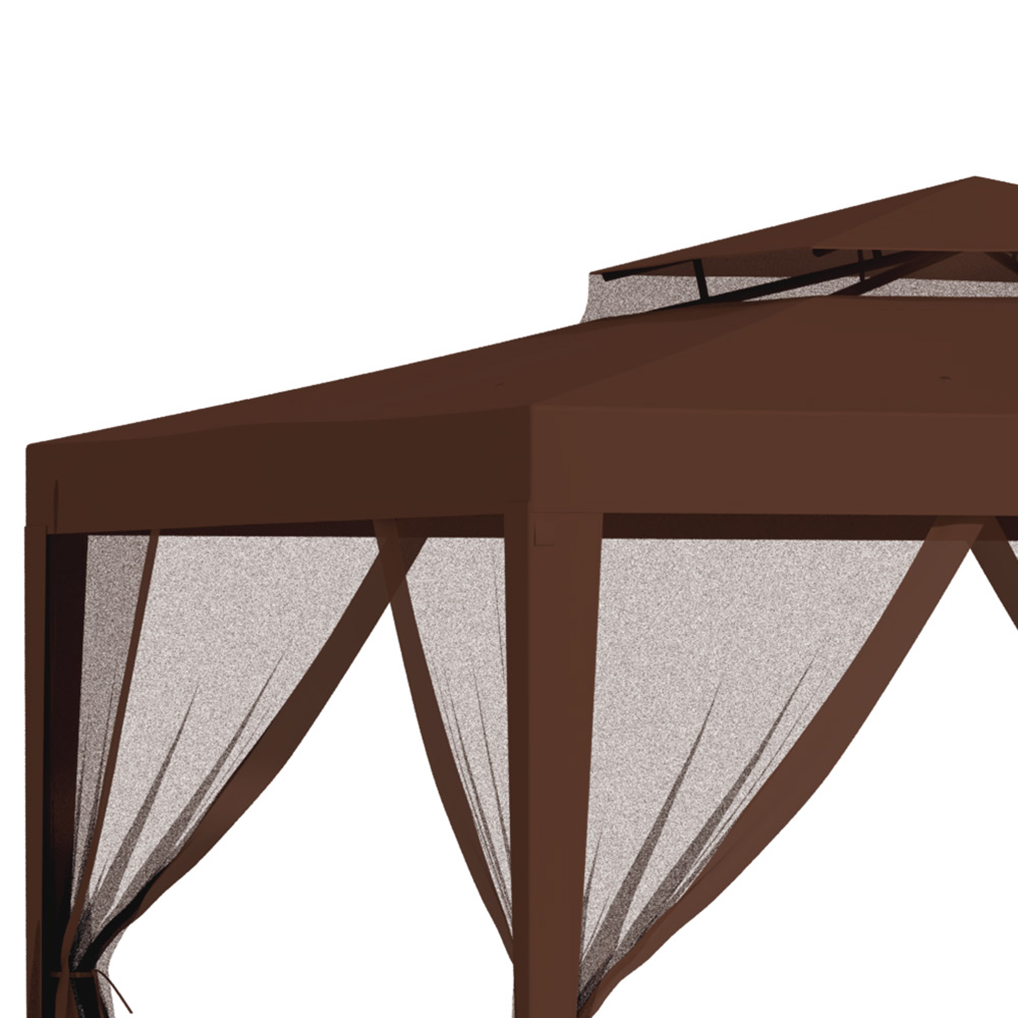 Outsunny Tonnelle Barnum De Jardin 3x3m Avec 4 Moustiquaires Amovibles - Double Toit - Marron