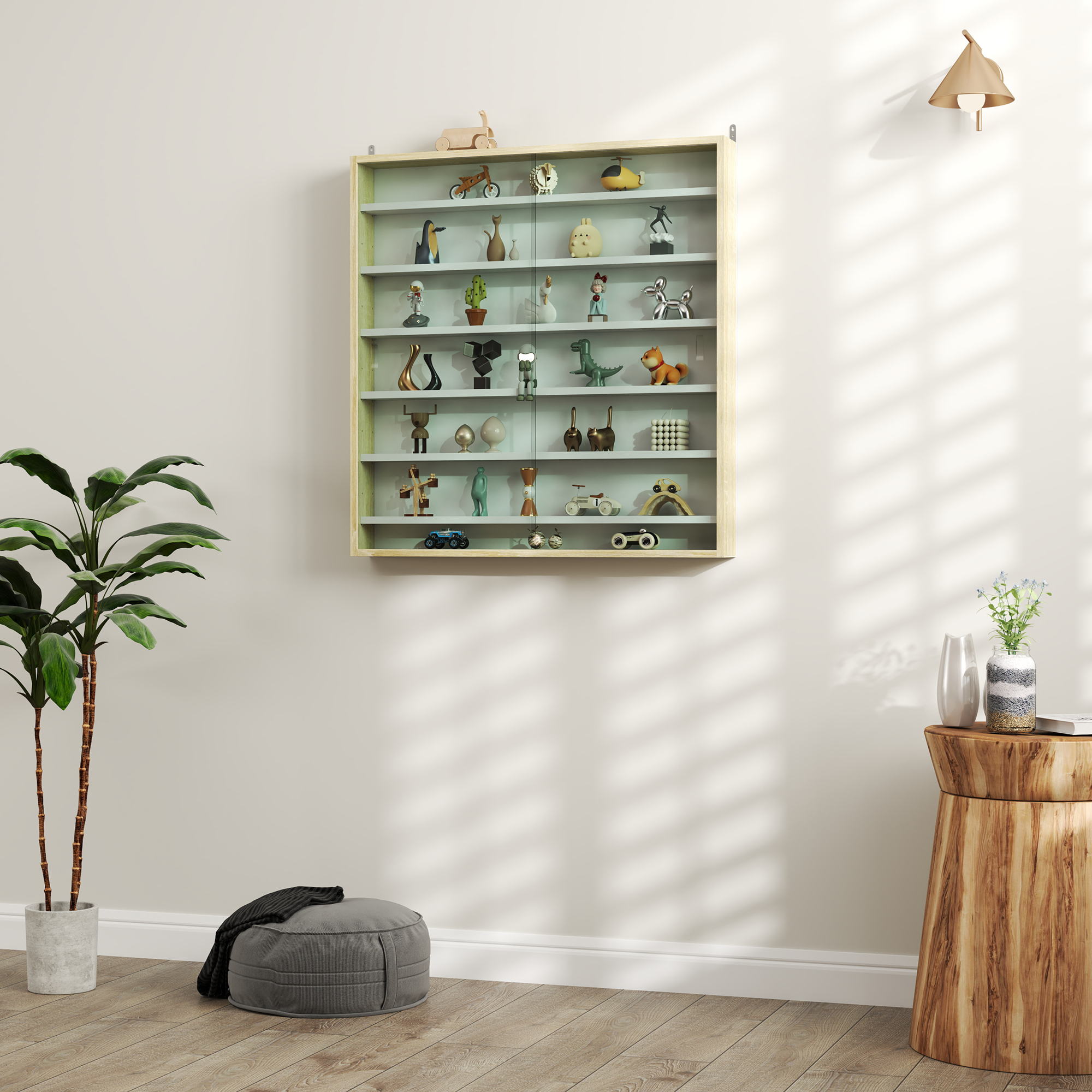 HOMCOM Six Shelf Display Cabinet, with Glass Doors Brown 7