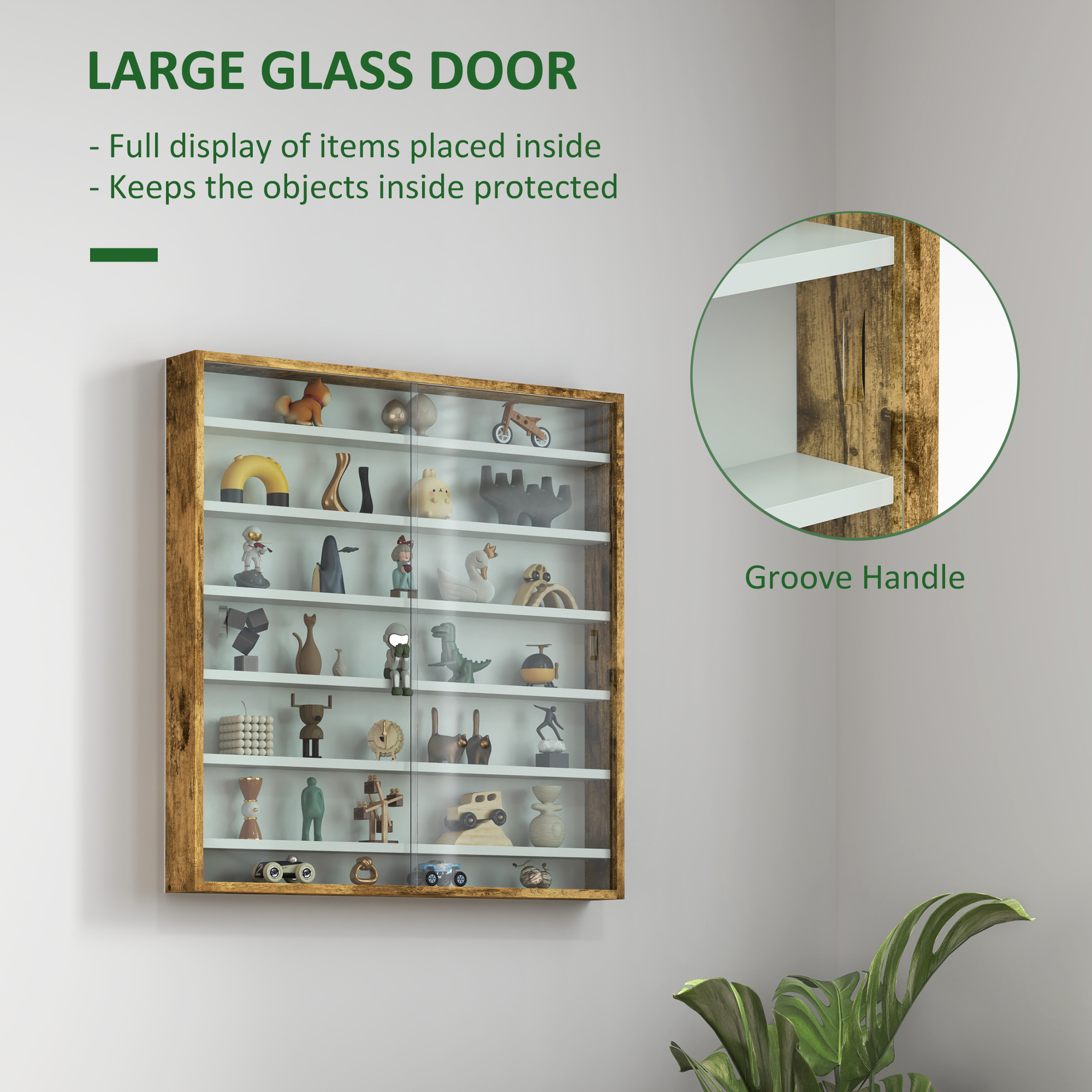 HOMCOM Six Shelf Display Cabinet, with Glass Doors Brown 5