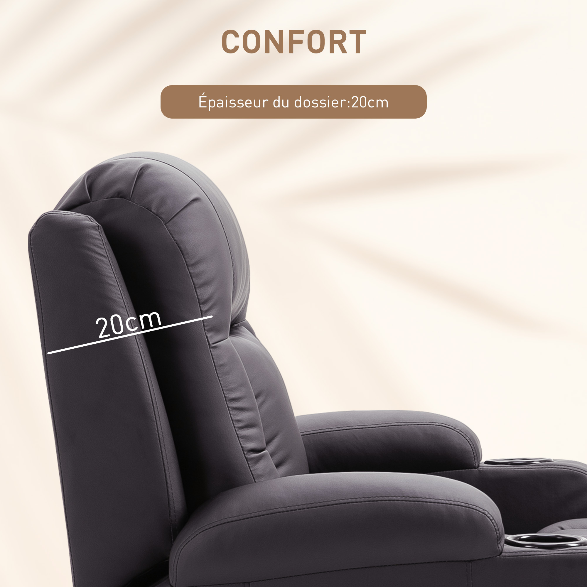 Fauteuil De Massage Chauffant Inclinable – Relaxation TV, Noir FCH (neuf)