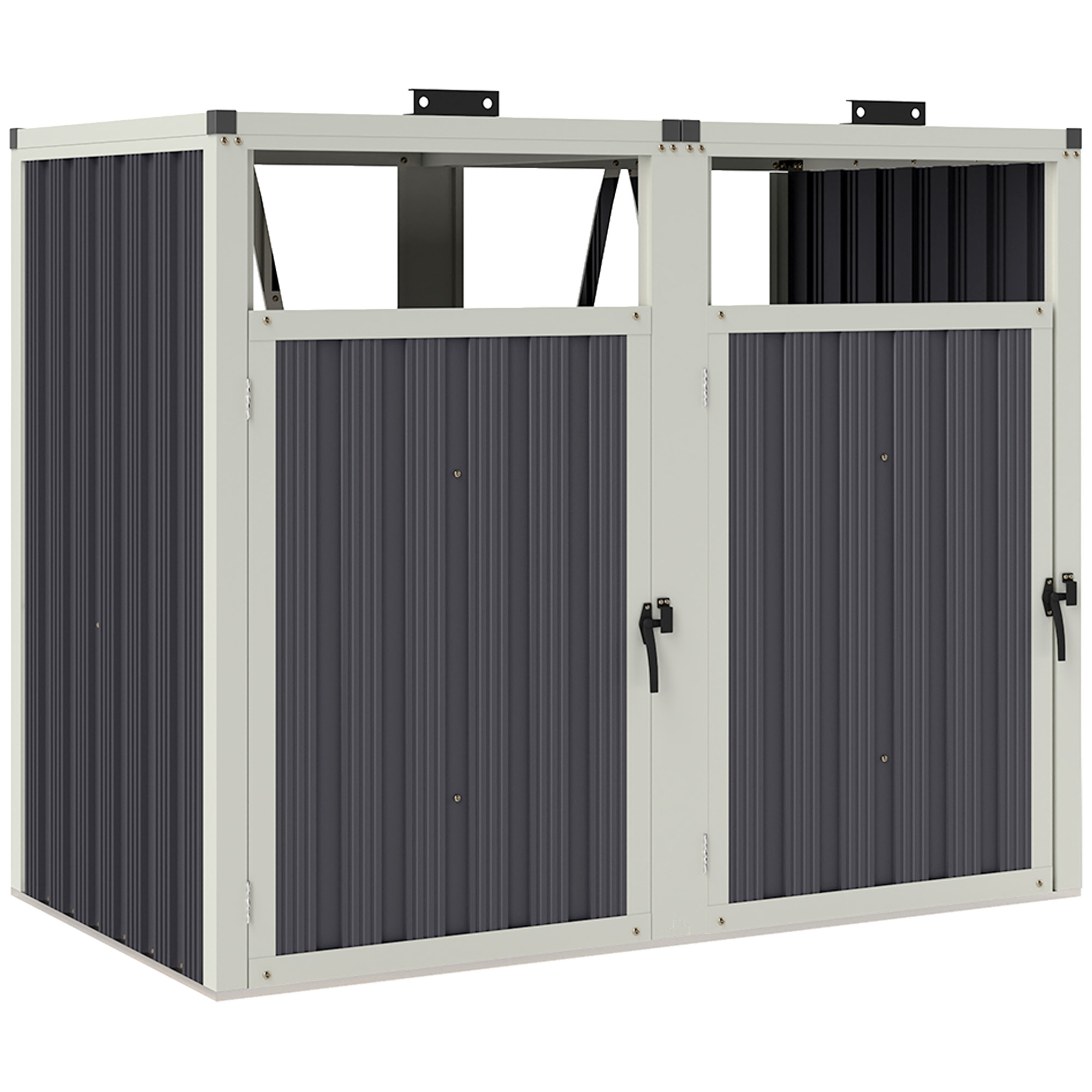Abri Pour Poubelle Extérieur 240L Outsunny - En Acier Galvanisé, Gris - 73x81x122 Cm - Couvercle Relevable, Porte Verrouillable