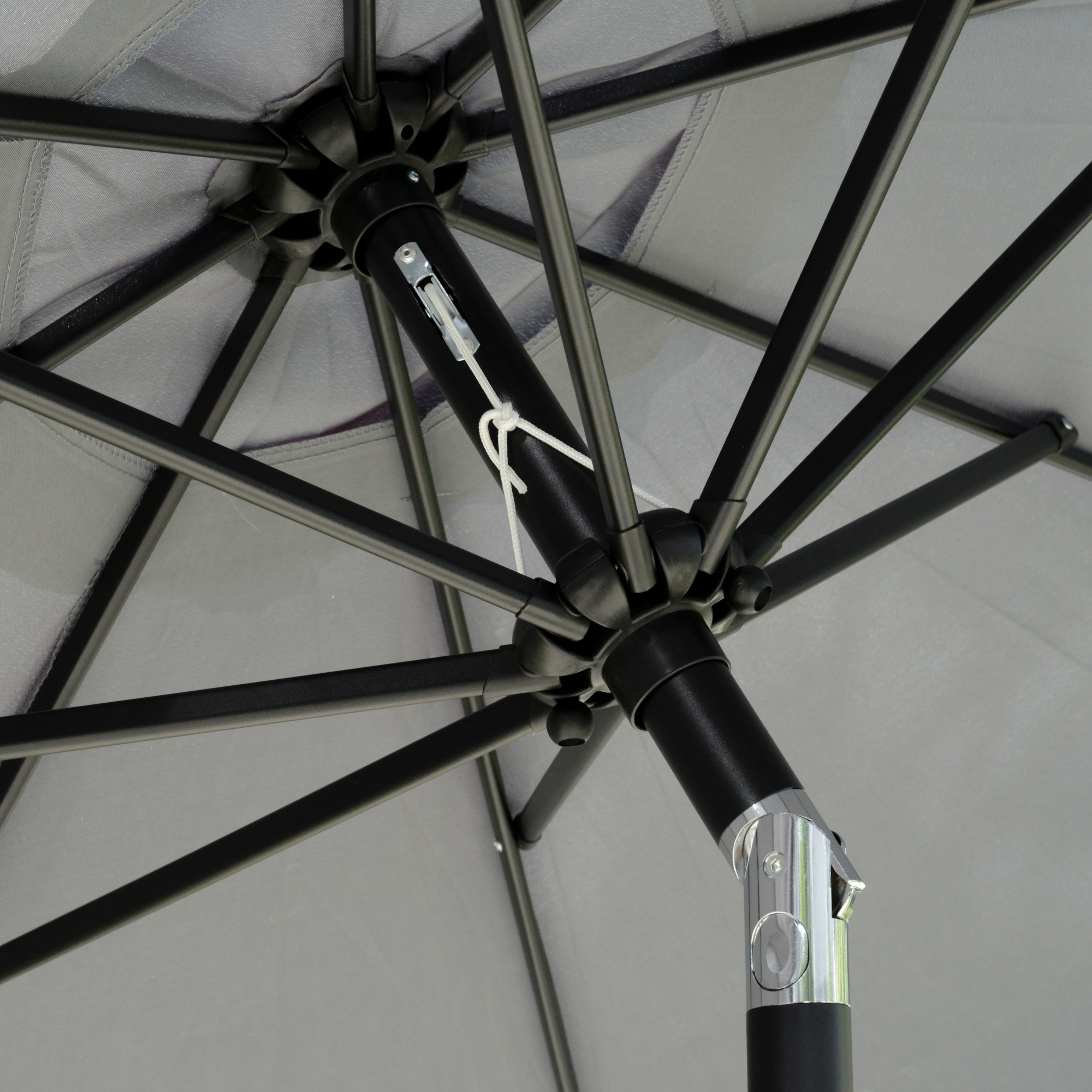 Outsunny 2.7m Patio Parasol Garden Umbrellas Outdoor Sun Shade Table Umbrella with Tilt, Crank, 8 Ribs, Ruffles, Grey 9