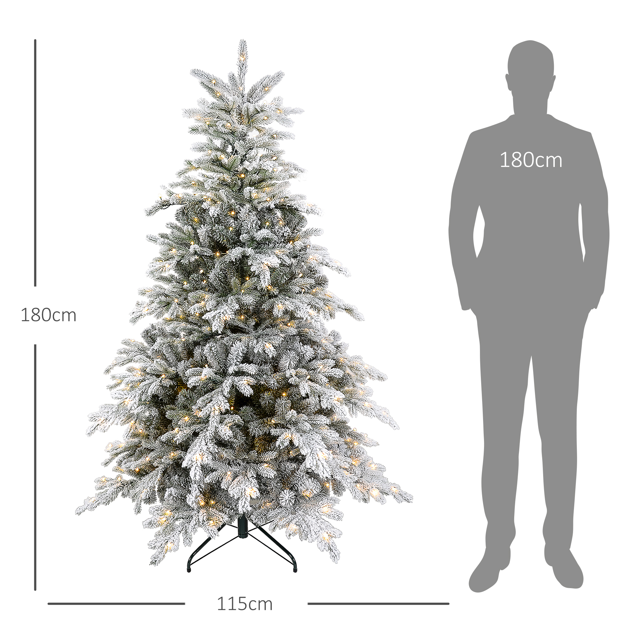 Sapin De Noël Artificiel Floqué Neige 150 Cm HOMCOM | 828 Branches, Montage Facile, Ignifuge