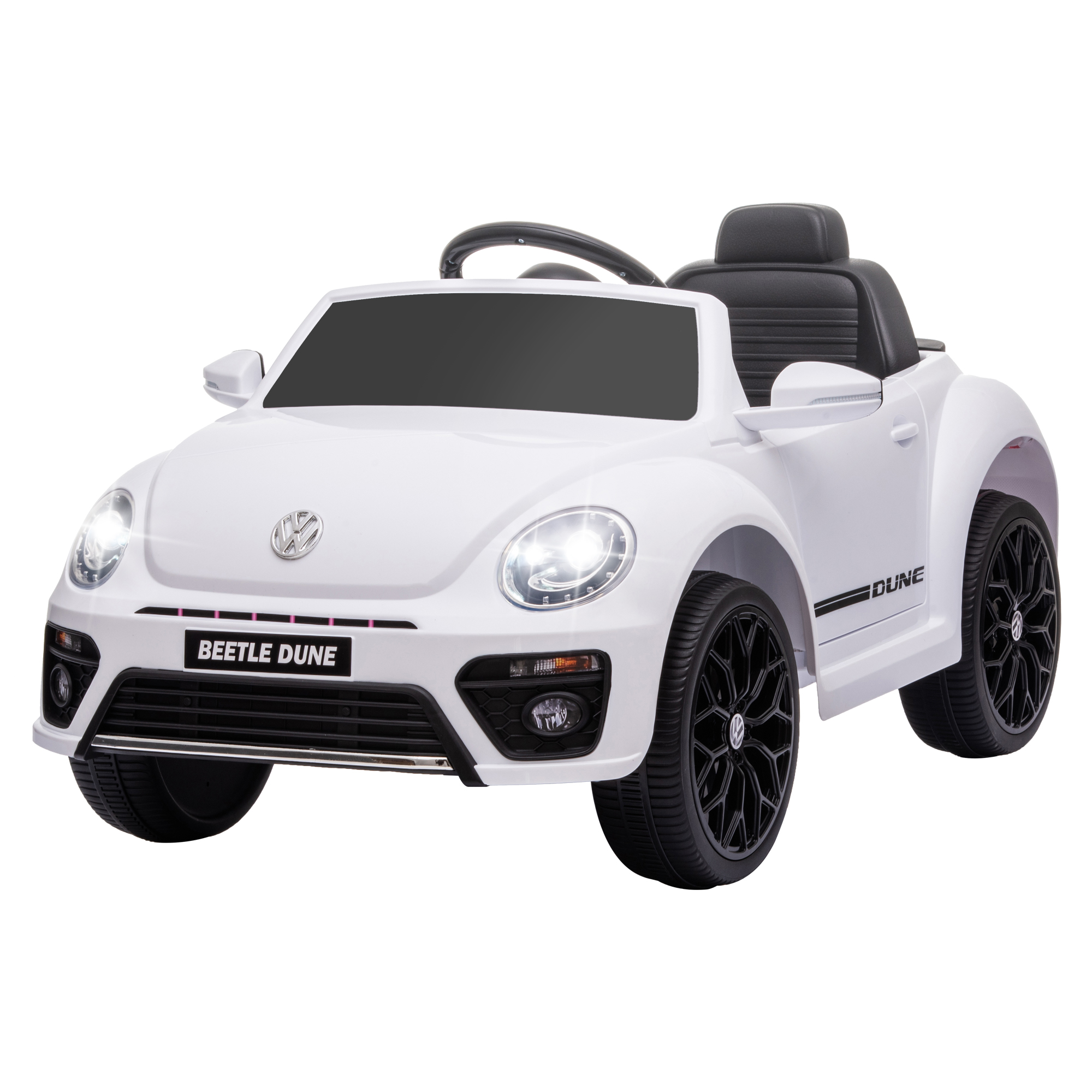 AIYAPLAY Voiture électrique pour enfants VW Coccinelle, 3-5 km/h, avec télécommande et musique, Blanc