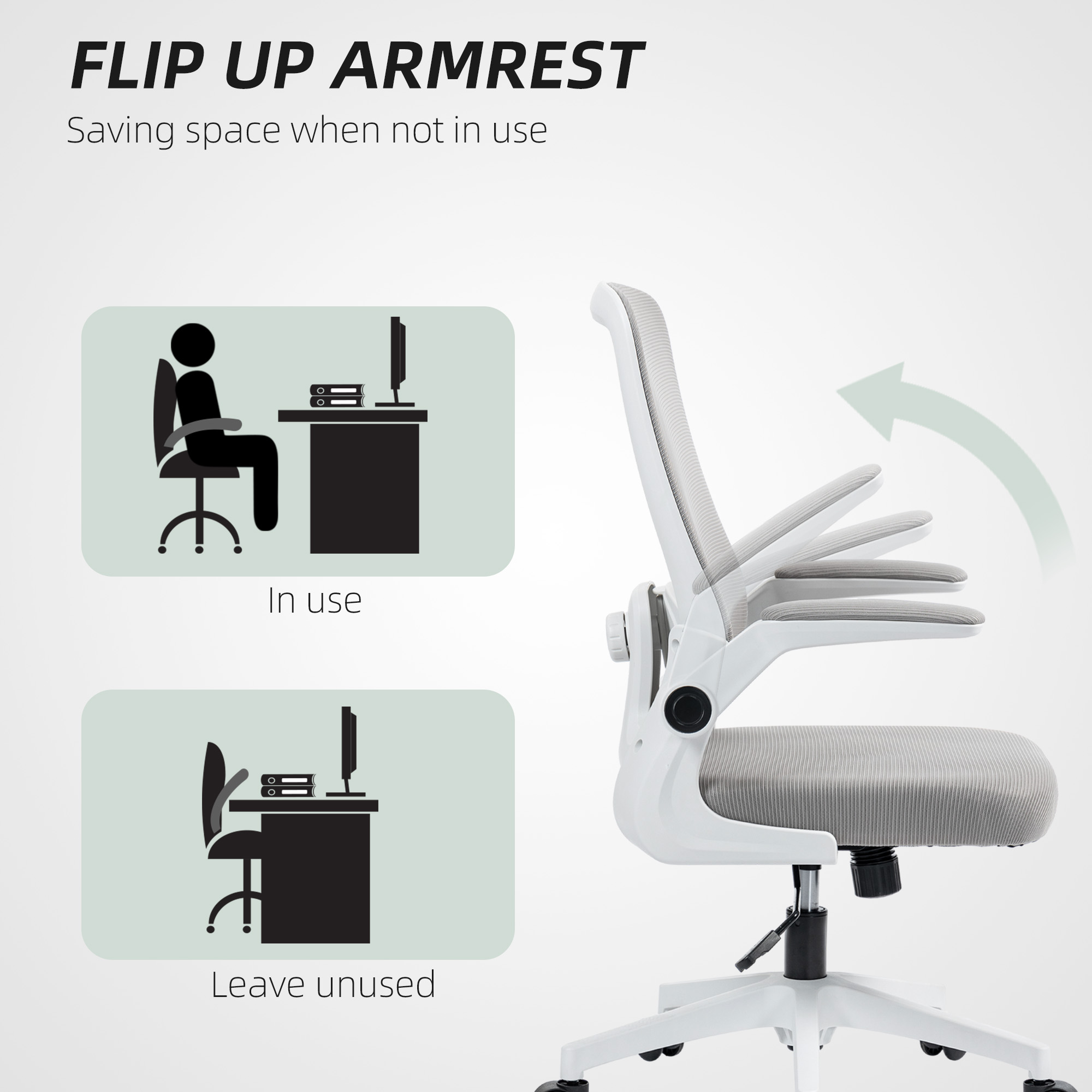 HOMCOM Mesh Back Adjustable Office Chair Grey 6