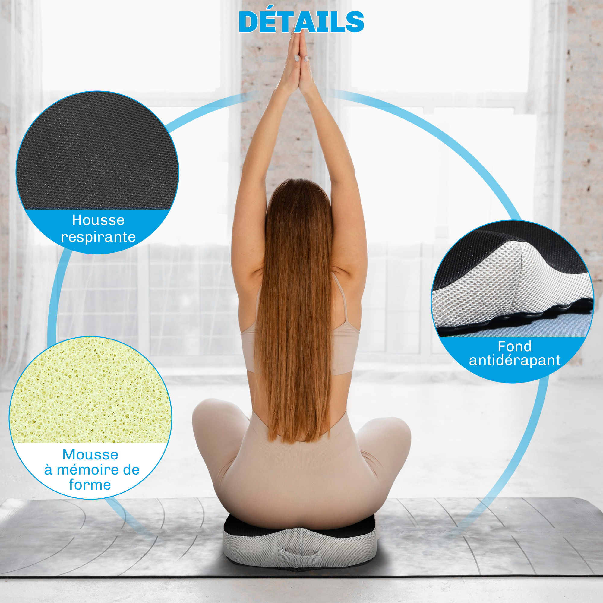 Levesolls Coussin de siège pour chaise de bureau en mousse à mémoire de forme pour le coccyx