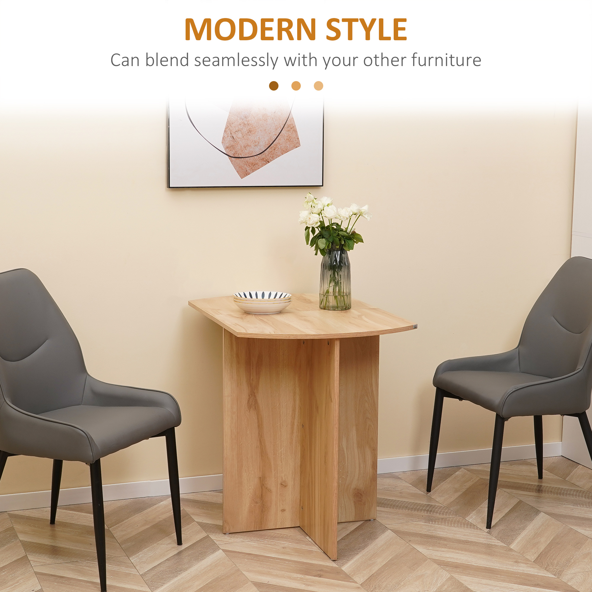 HOMCOM Four-Person Drop Leaf Dining Table Wood-Effect 4