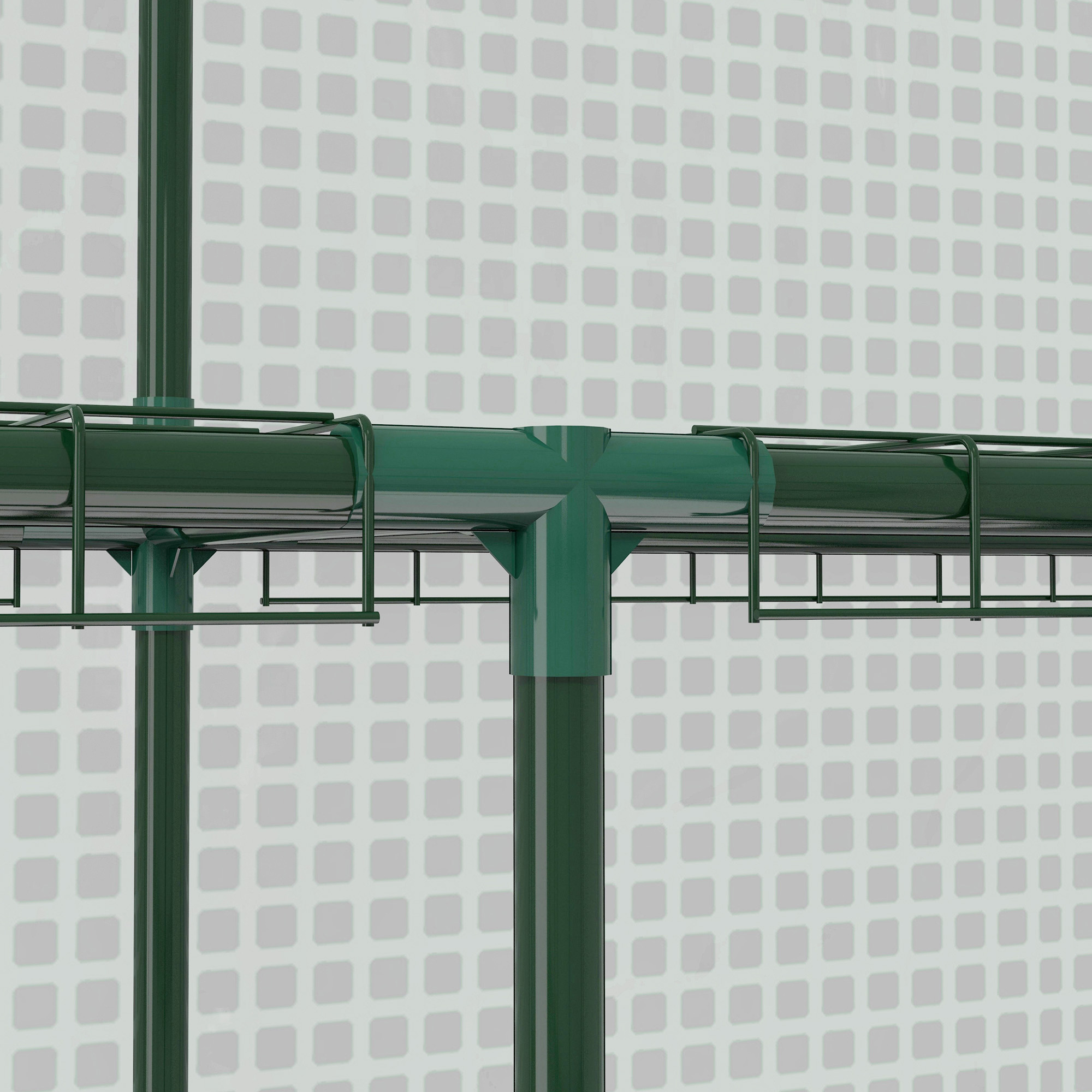Outsunny Walk-in Greenhouse with 3 Tier 12 Shelves, Small Greenhouse with Reinforced PE Cover, Garden Plant Growhouse with Roll-up Door and Three Mesh Windows, 140 x 213 x 190 cm, Green 9