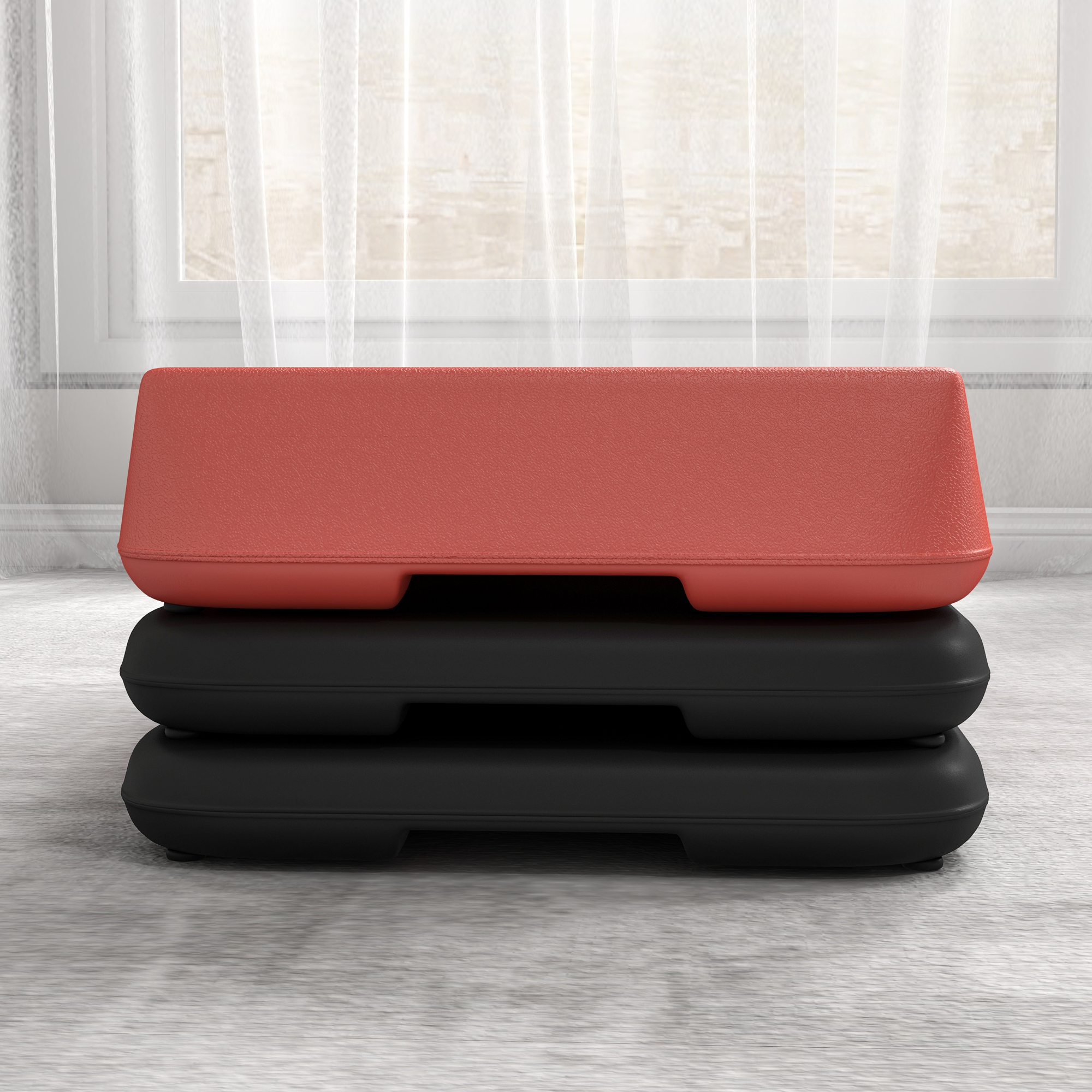 Step Fitness SPORTNOW - Hauteur Réglable 10/15/20cm - Surface Antidérapante - Support 150kg - Rouge