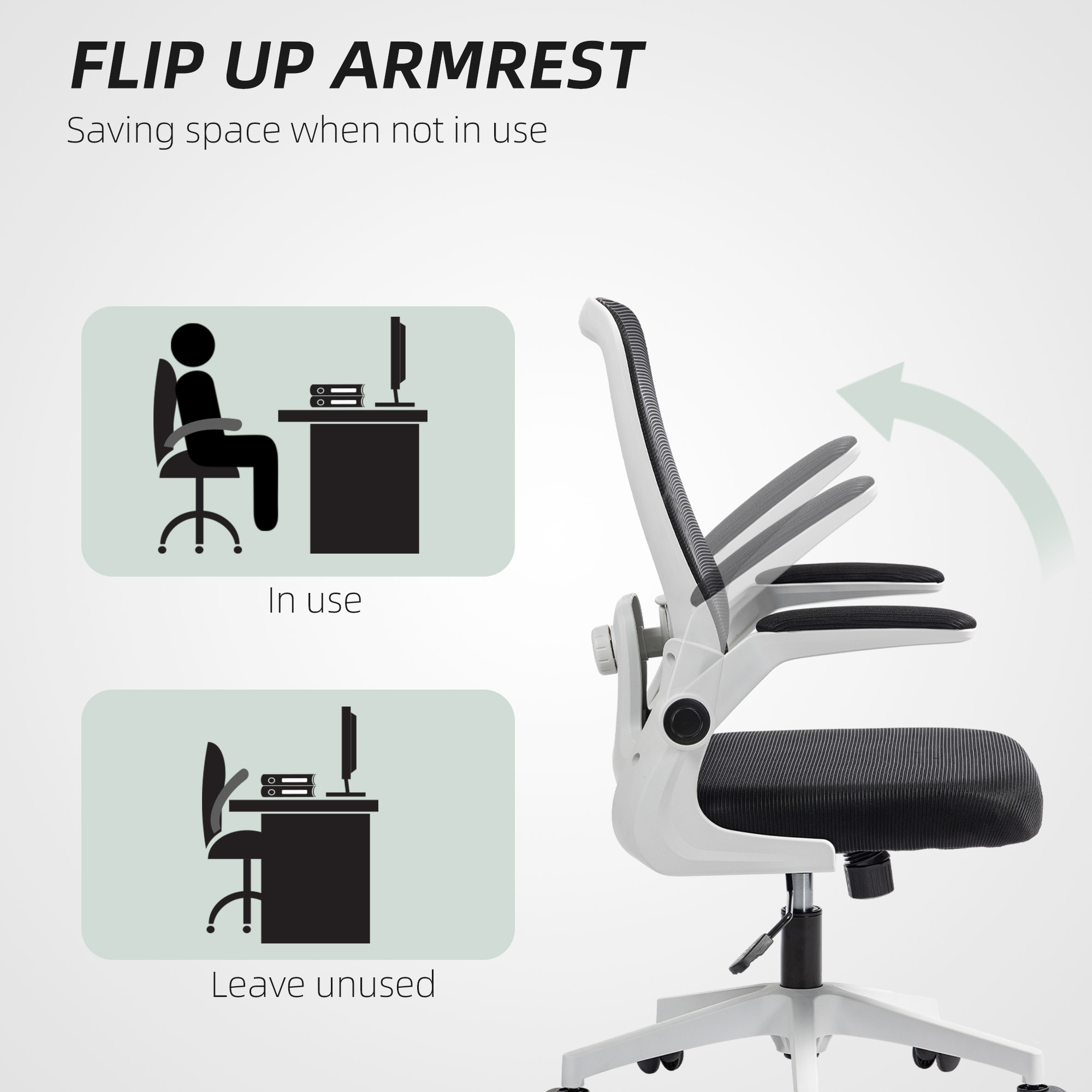 HOMCOM Mesh Back Adjustable Office Chair Black 6