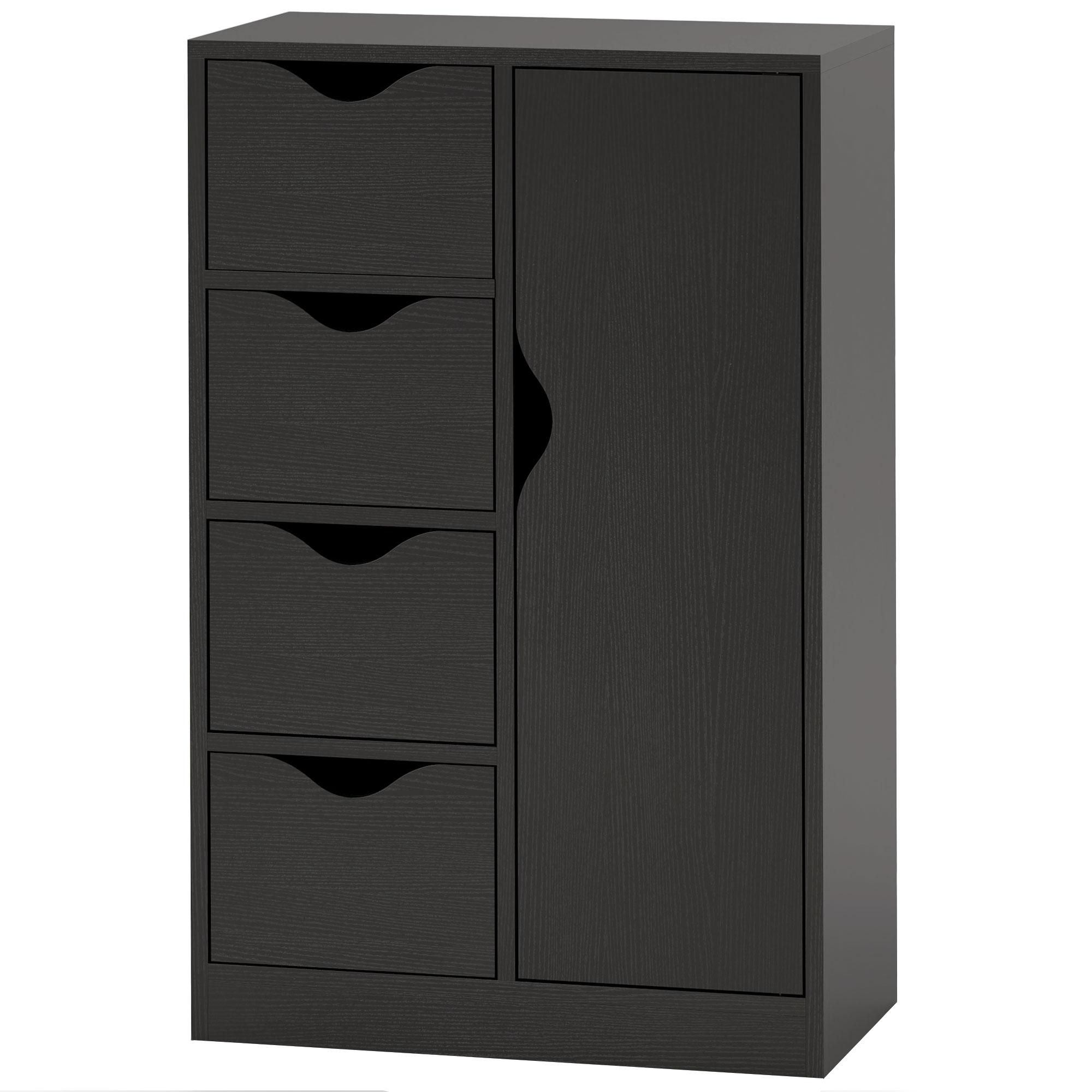 HOMCOM Buffet Kommode modernes Möbelstück 1 Schrank und 4 Schubladen - aus Holz - für Wohnzimmer, Küche, Diele, Esszimmer - Schwarz Aosom