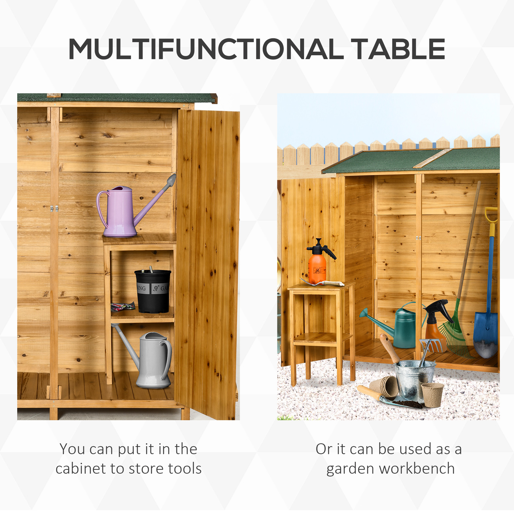 Outsunny 139 x 75 Fir Wood Garden Shed, with Asphalt Roof Natural 4