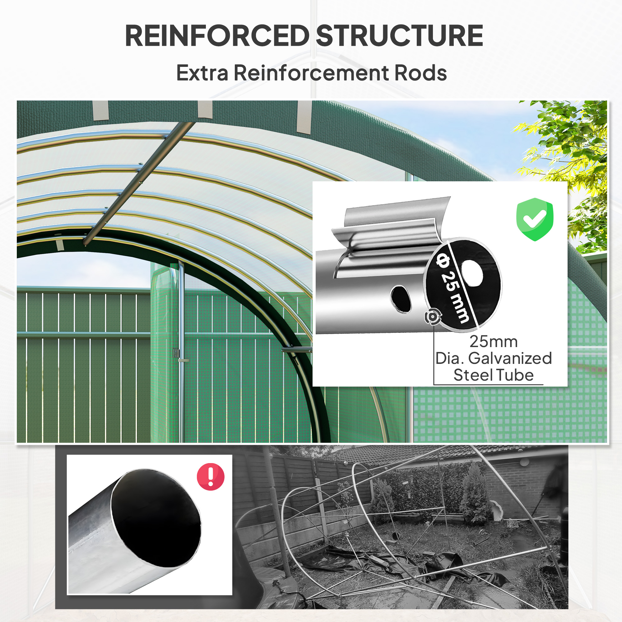 Outsunny 3 x 2(m) Polytunnel Greenhouse, with Windows and Doors Green 5