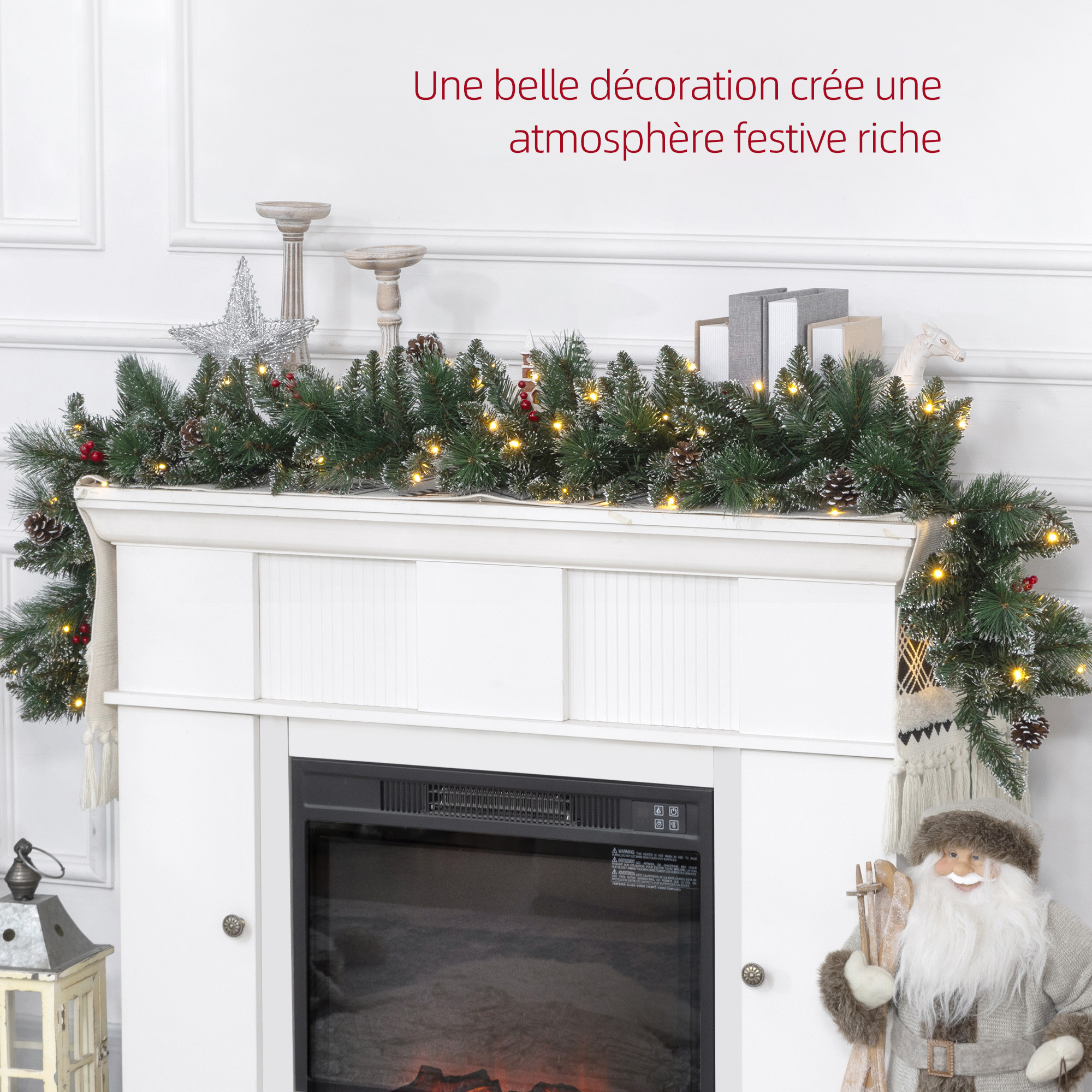 Guirlande De Noël LEDs 10 Lampes Avec Pommes De Pin - Blanc Chaud Minuterie 6h Idena