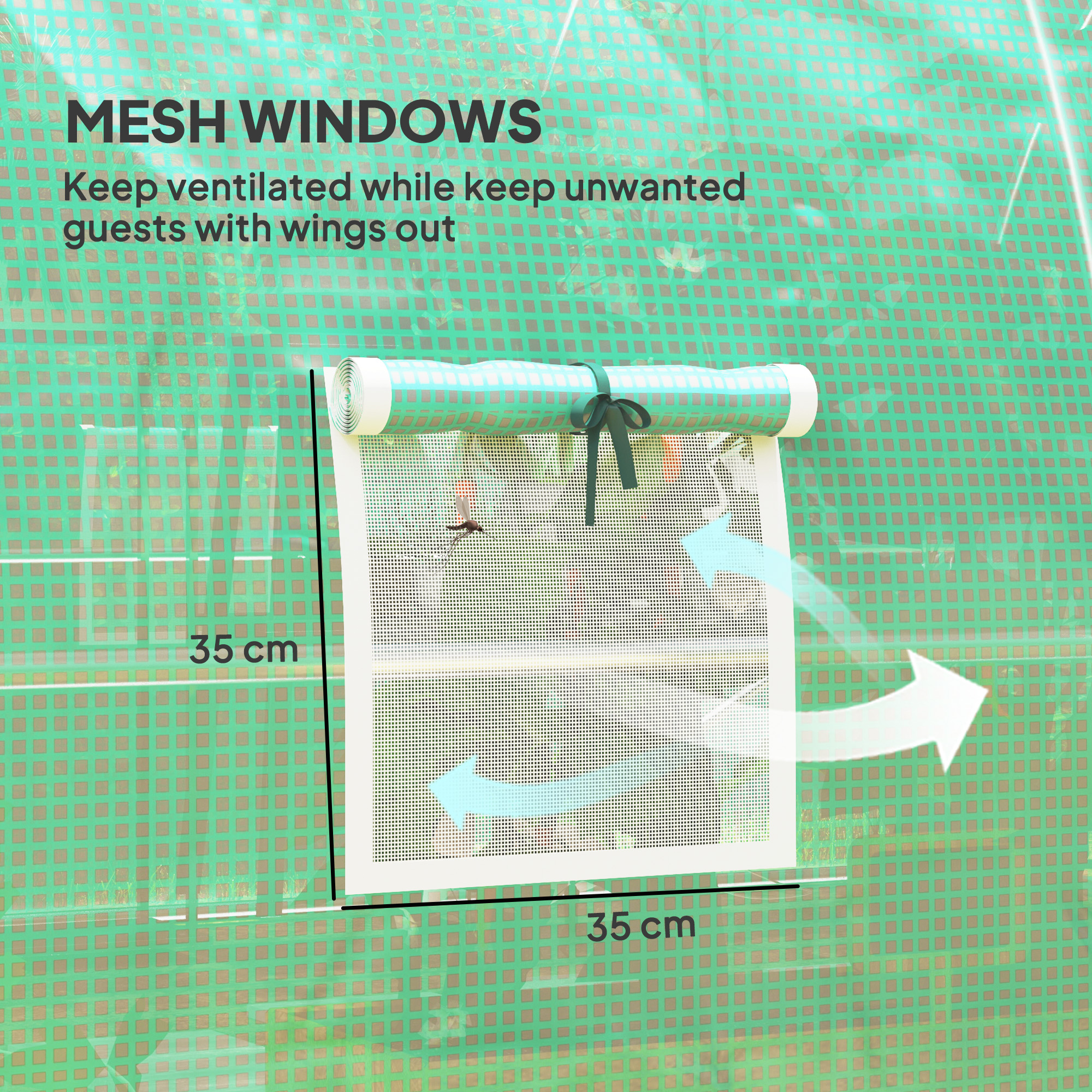 Outsunny 3 x 2(m) Polytunnel Greenhouse, with Windows and Doors Green 7