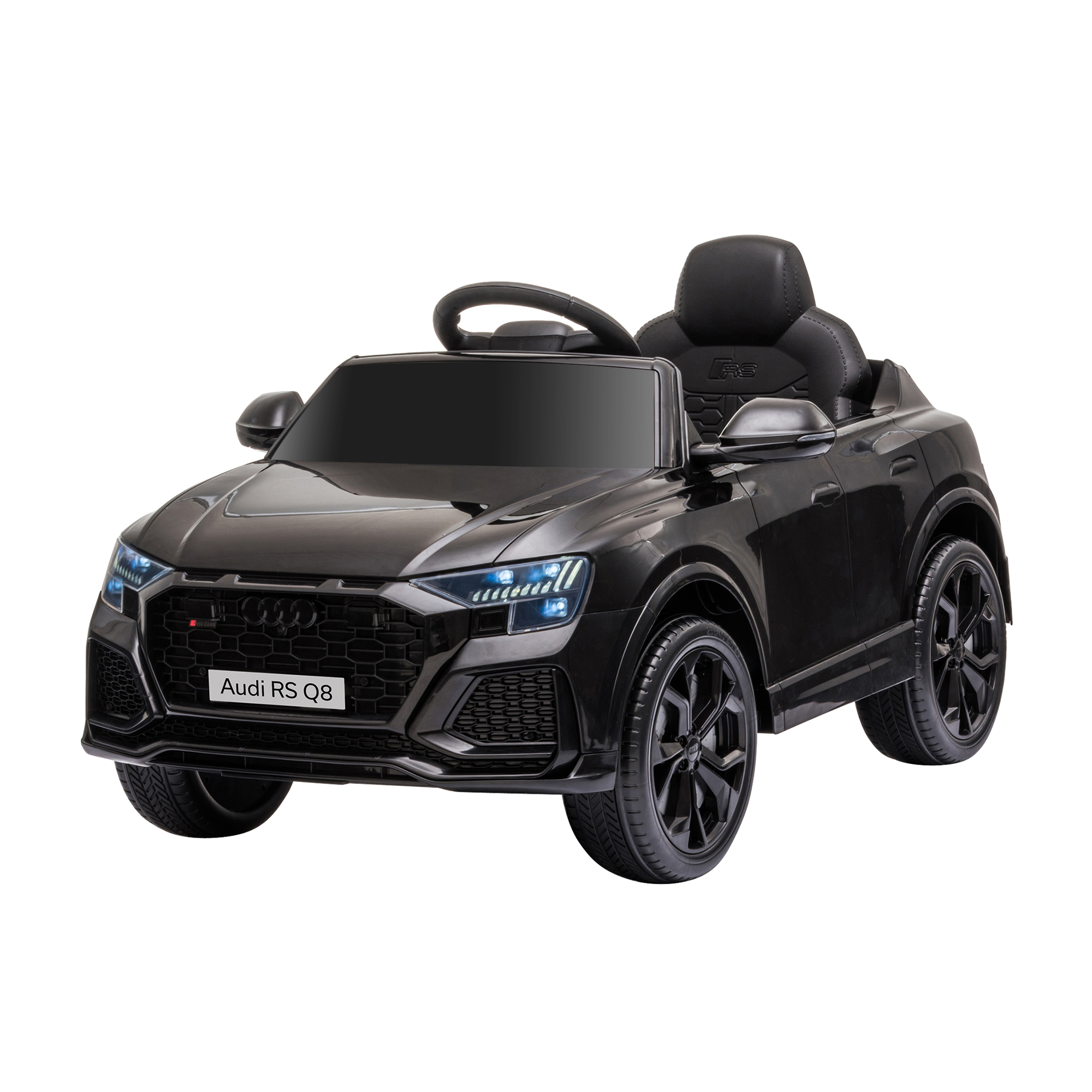 HOMCOM Elektroauto für Kinder mit Audi RS Q8 Lizenz, 6 V Batterieauto, Elektrofahrzeug mit Fernbedienung, MP3, USB, Musik, Bluetooth, für Kinder von 3-5 Jahren, Schwarz Aosom