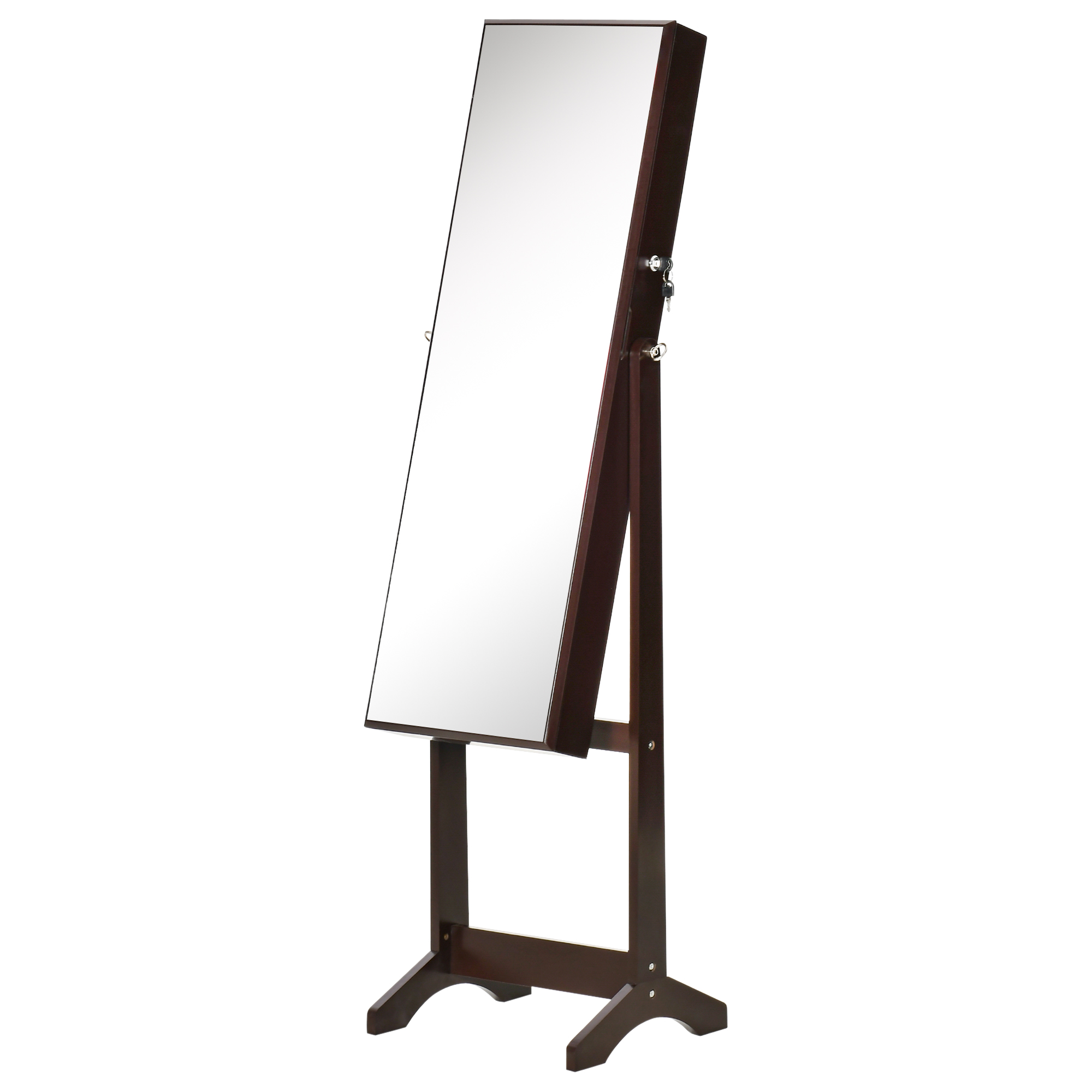 HOMCOM Armoire à bijoux avec miroir sur pied multi-rangements éclairage LED blanc dim. 38L x