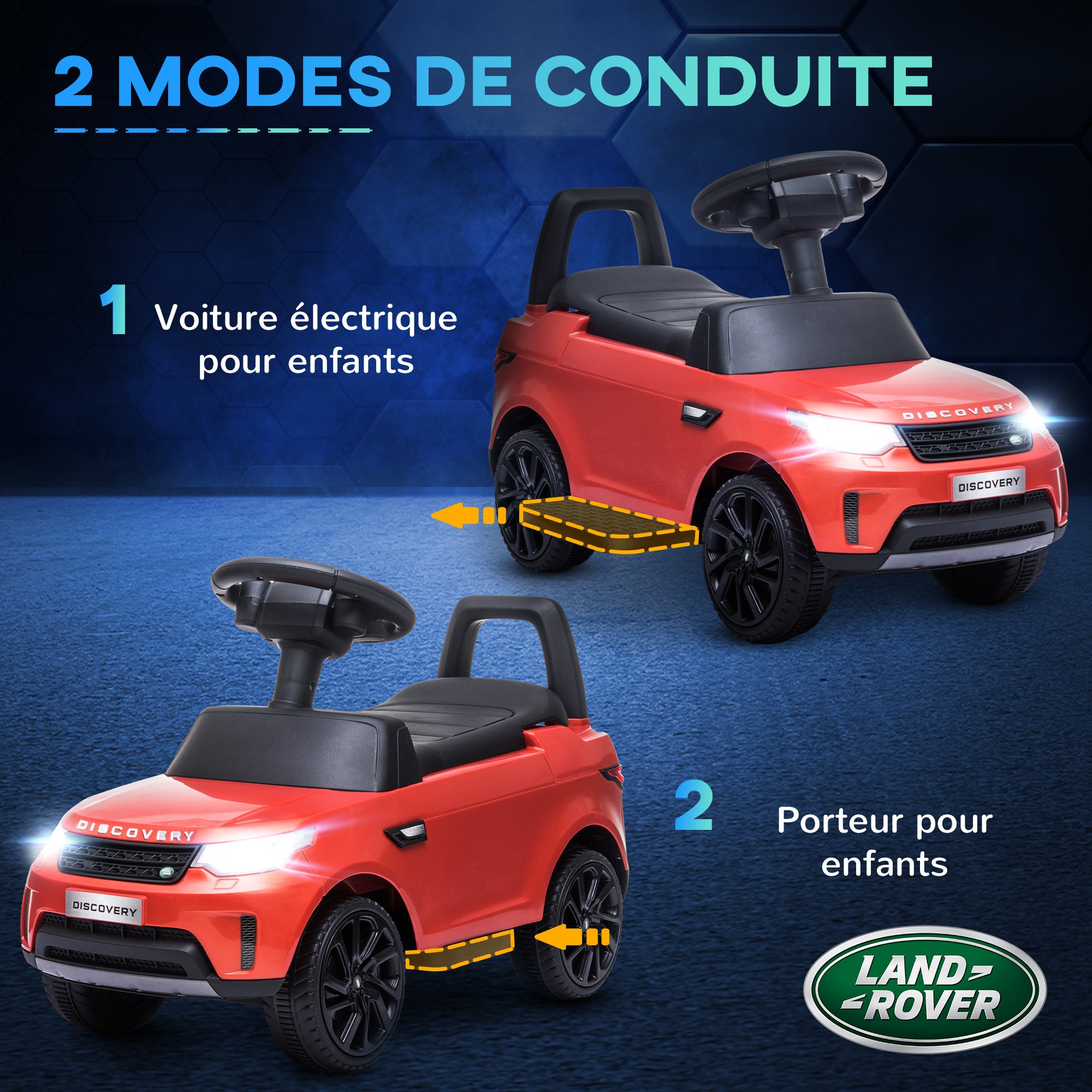 AIYAPLAY Voiture électrique Enfants sous Licence Land Rover, véhicule électrique Batterie 6 V, Voiture Porteur Enfants Glissante, avec phares, klaxon et Musical, pour 18 à 60 Mois - Rouge