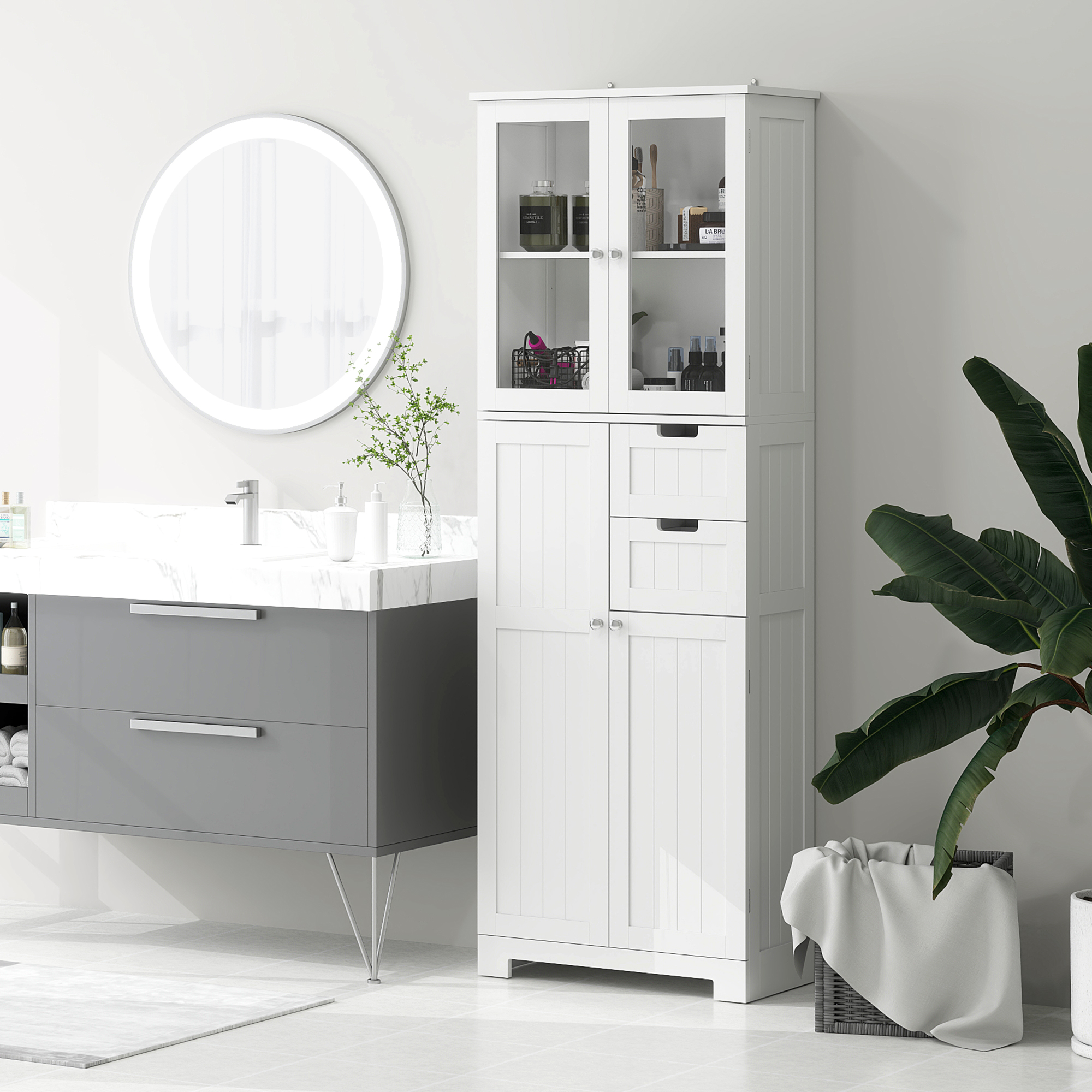 Bealife Meuble Rangement Salle de Bain Modulable Armoire Moderne 130cm 2 Portes 1 Tiroir Étagères Réglables Blanc 73x31x130cm Bealife Meuble Rangement Salle de Bain Modulable Armoire Moderne 130cm 2 Portes 1 Tiroir Étagères Réglables Blanc 73x31x130cm