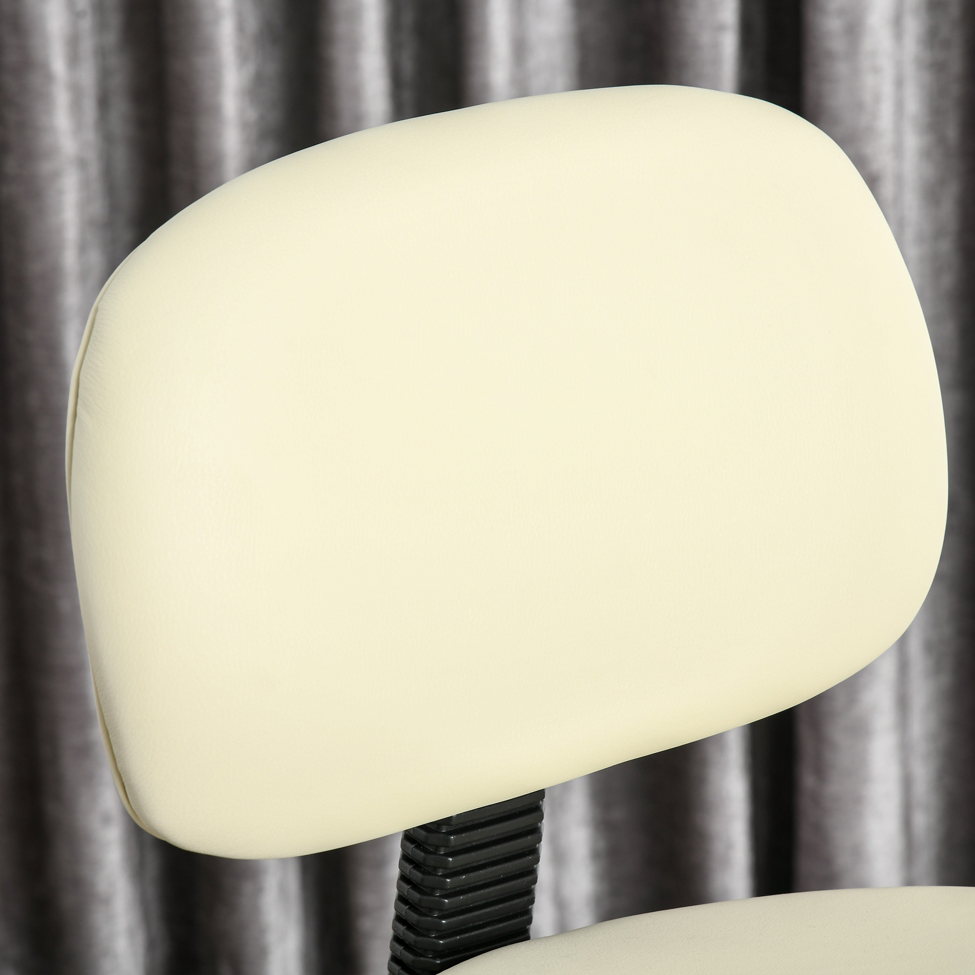 Tabouret Pivotant à Roulettes Réglable En Hauteur - Coussin Similicuir Beige - Pour Bar, Bureau, Spa Ou Maison