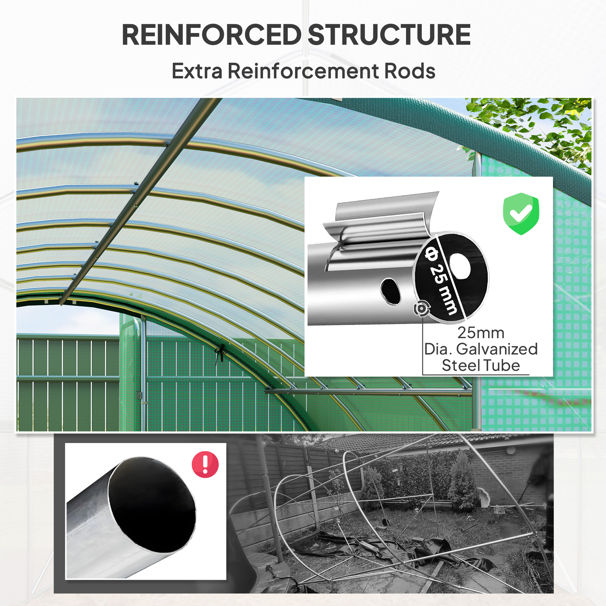 Outsunny 4 x 3(m) Polytunnel Greenhouse, with Windows and Doors Green 5