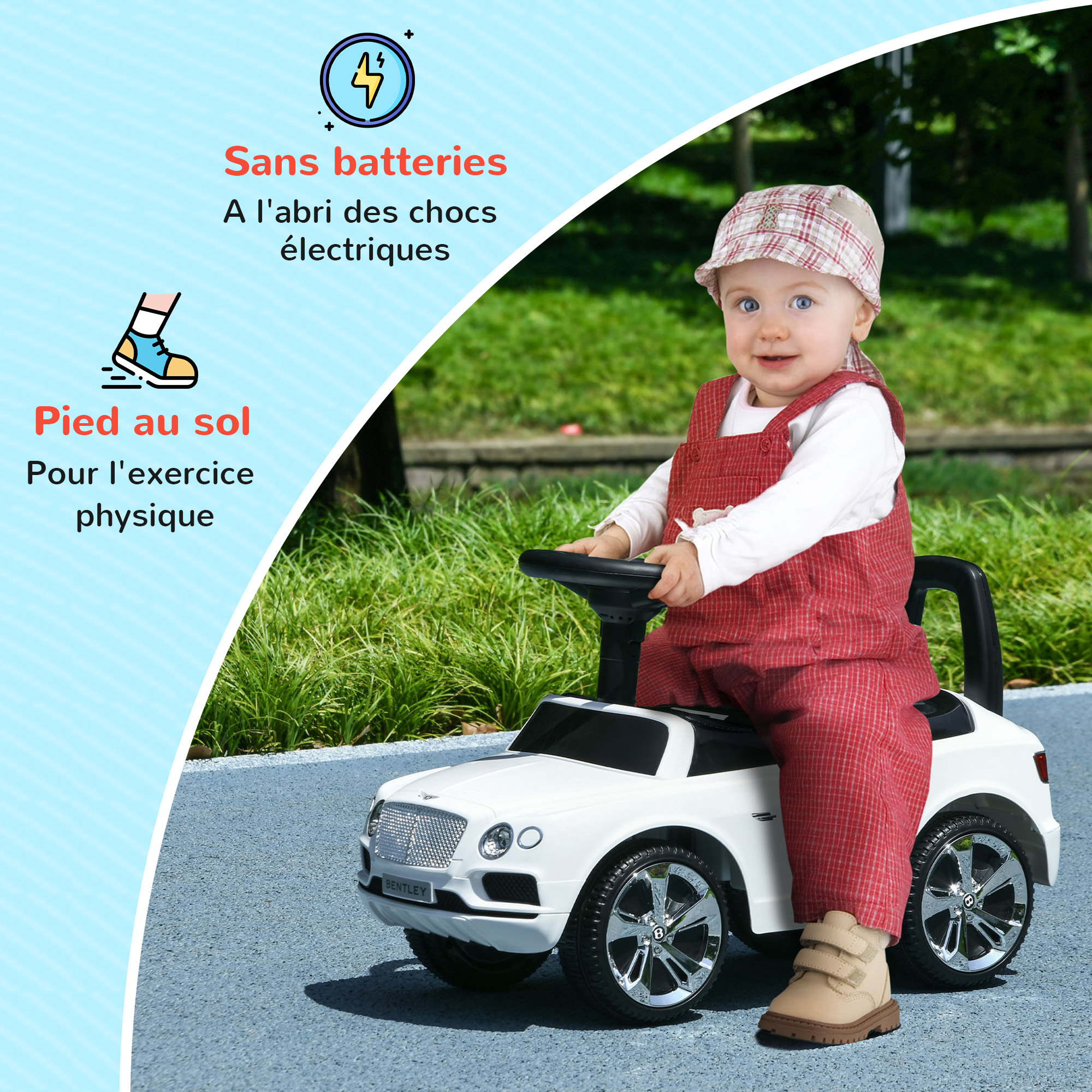 Porteur Trotteur Jeep AIYAPLAY – Voiture à Pieds Pour Enfant 18-36 Mois – Coffre, Klaxon, Sécurisé