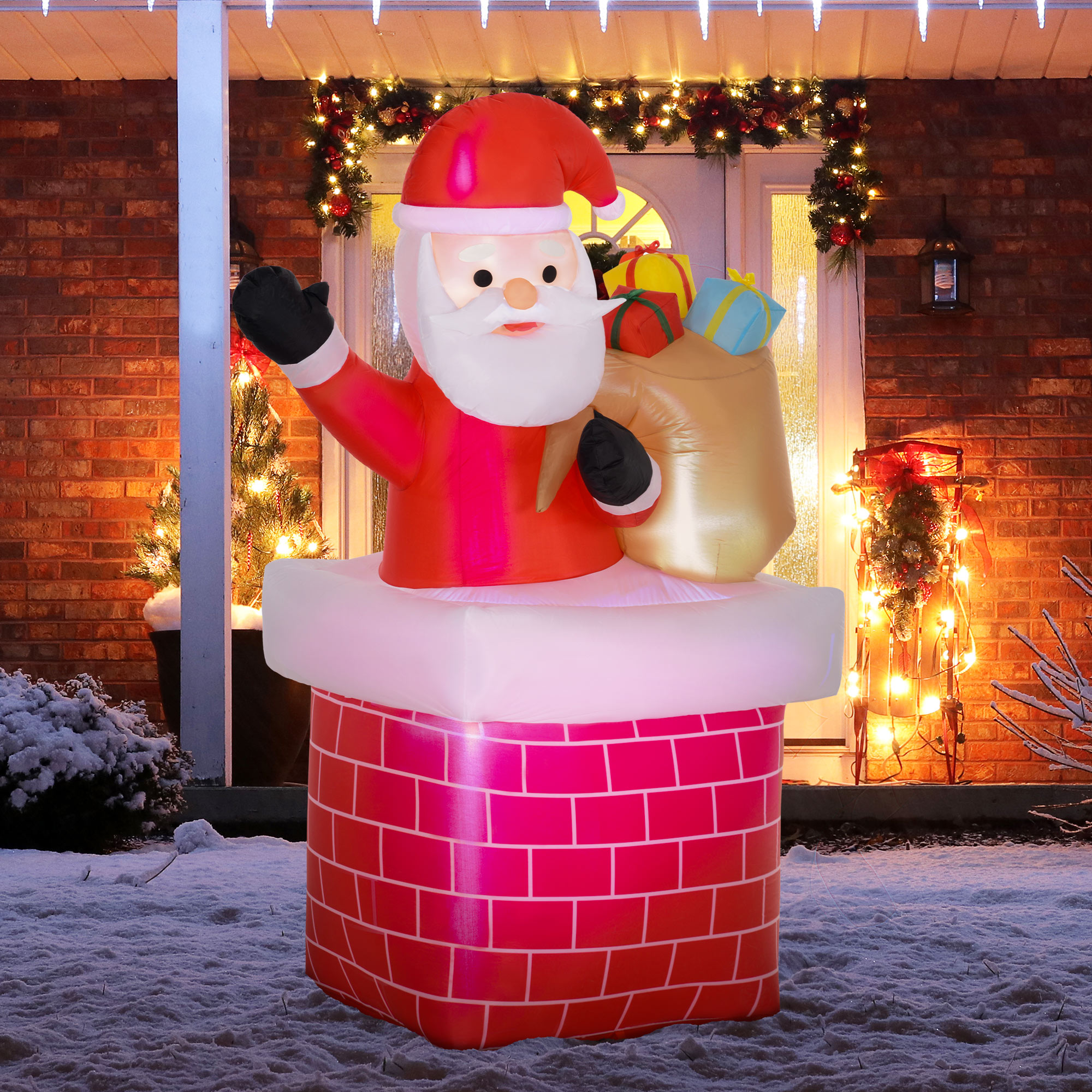 Qiilu Père Noël gonflable de Noël 1.5m/4.92ft Noël Gonflable Éclairé Qiilu Père Noël gonflable de Noël 1.5m/4.92ft Noël Gonflable Éclairé