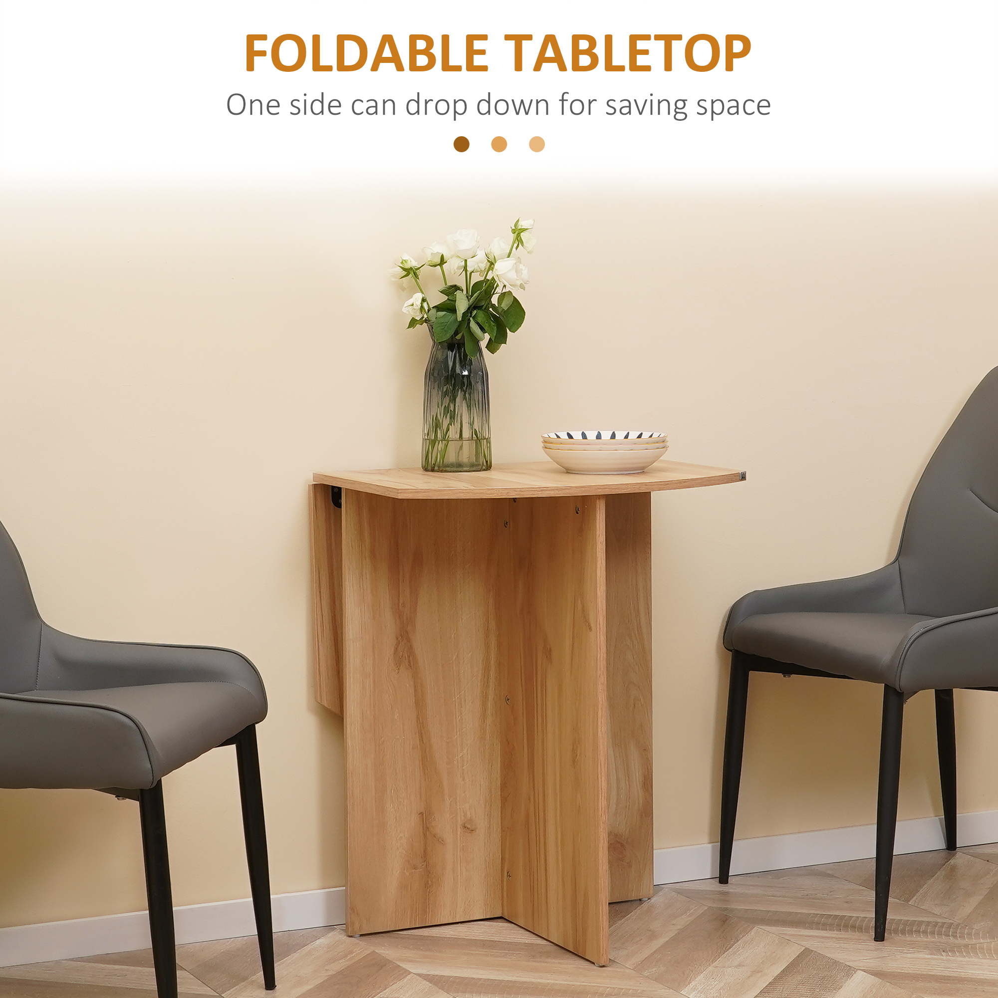 HOMCOM Four-Person Drop Leaf Dining Table Wood-Effect 5