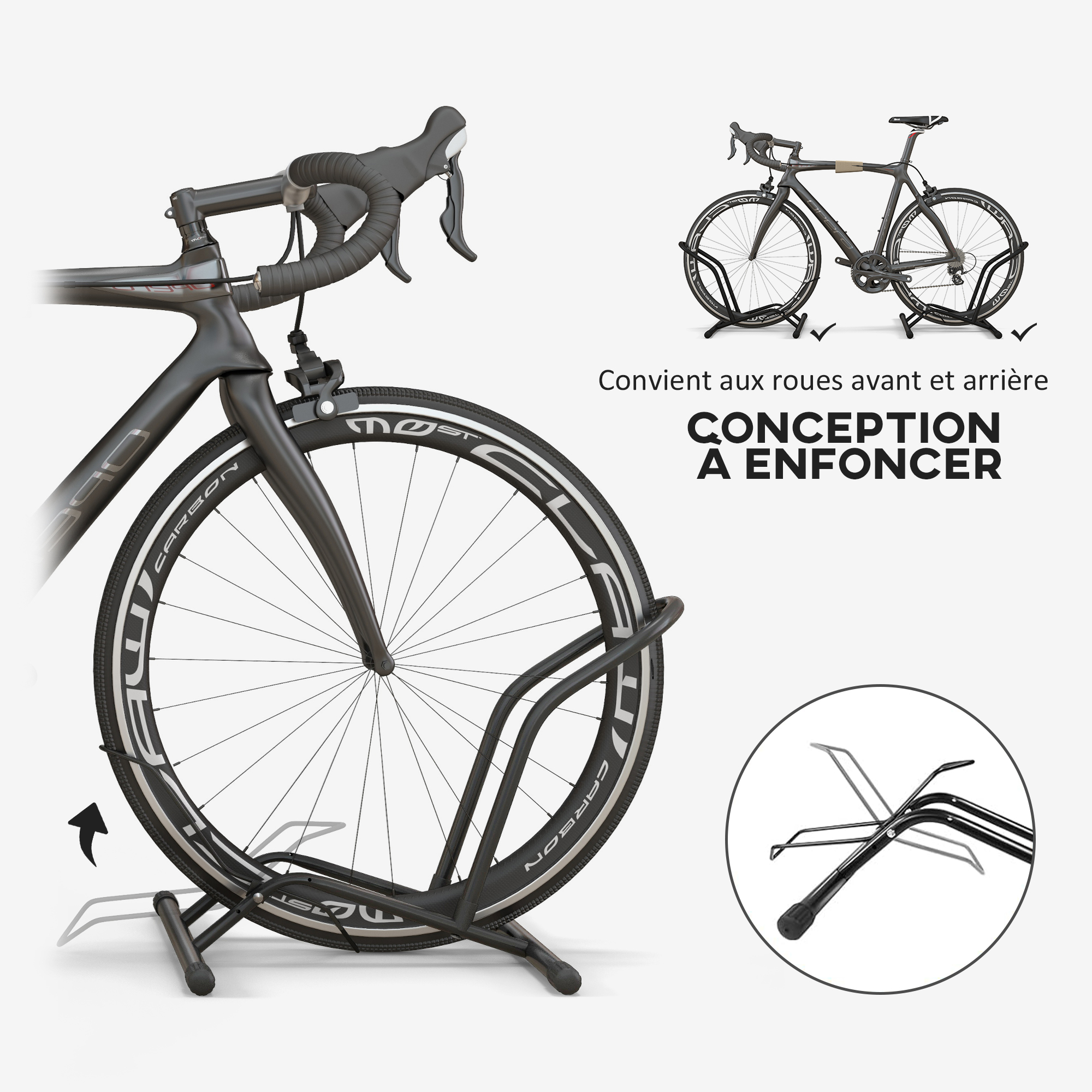 SPORTNOW Râtelier 2 Vélos Range-vélos Support Rangement Vélo à Pneu 61 Mm Dim 50l X 34l X 27 5h Cm Acier Argente~1ojotgkgoag01
