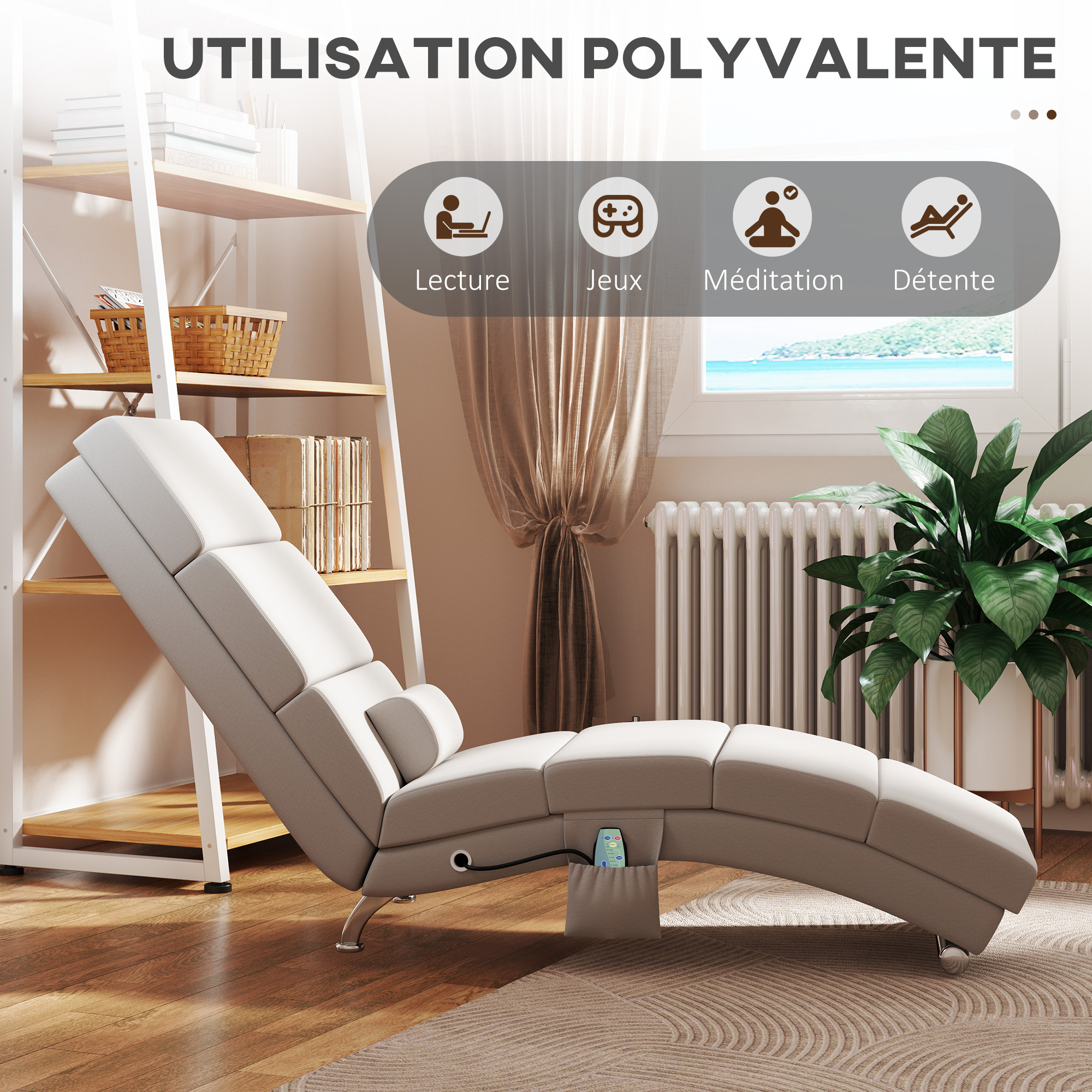 Fauteuil De Massage Chauffant Relaxant - Marron Similicuir - Relaxation à Domicile
