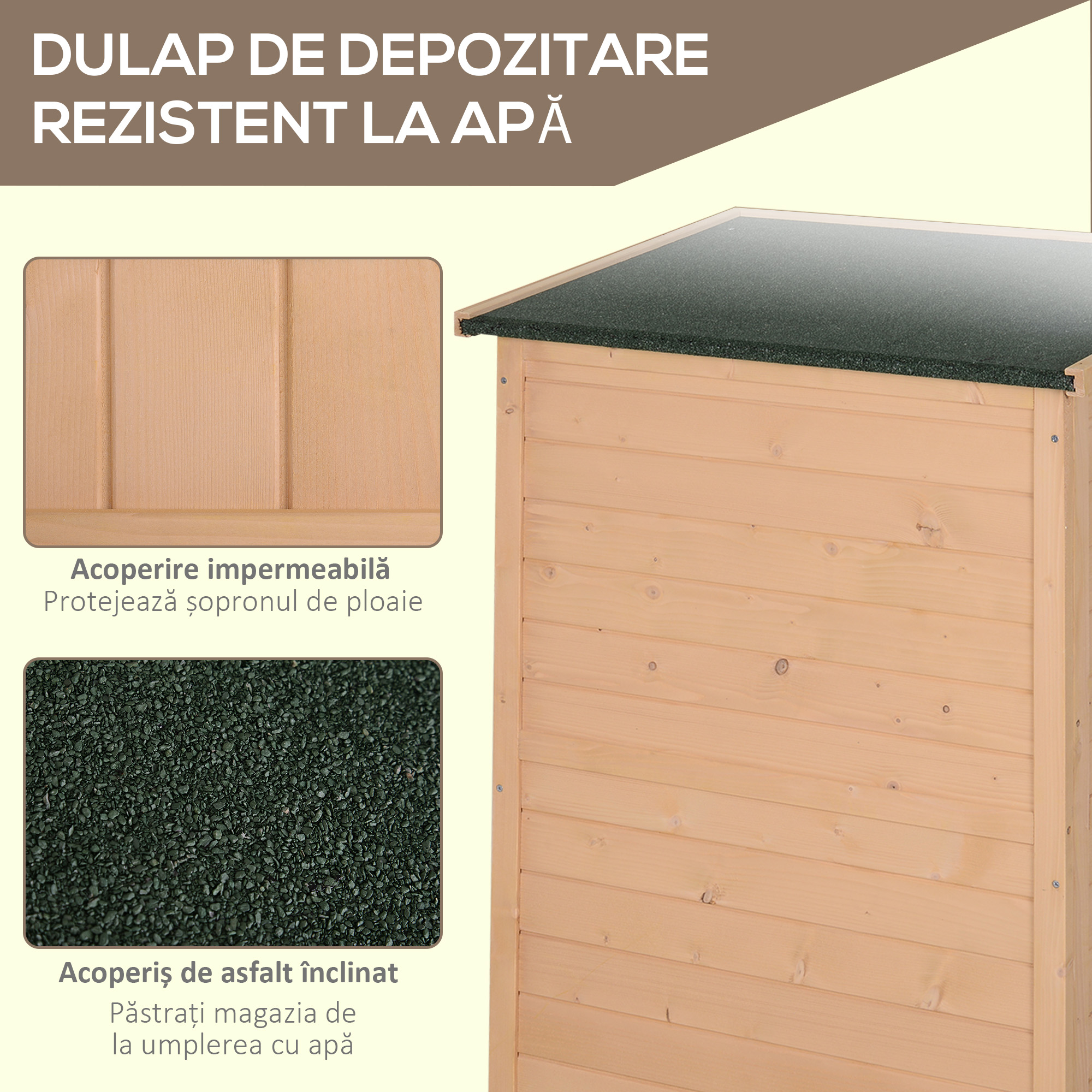  Magazie de Scule pentru Exterior din lemn de brad 75x56x115 cm [4]