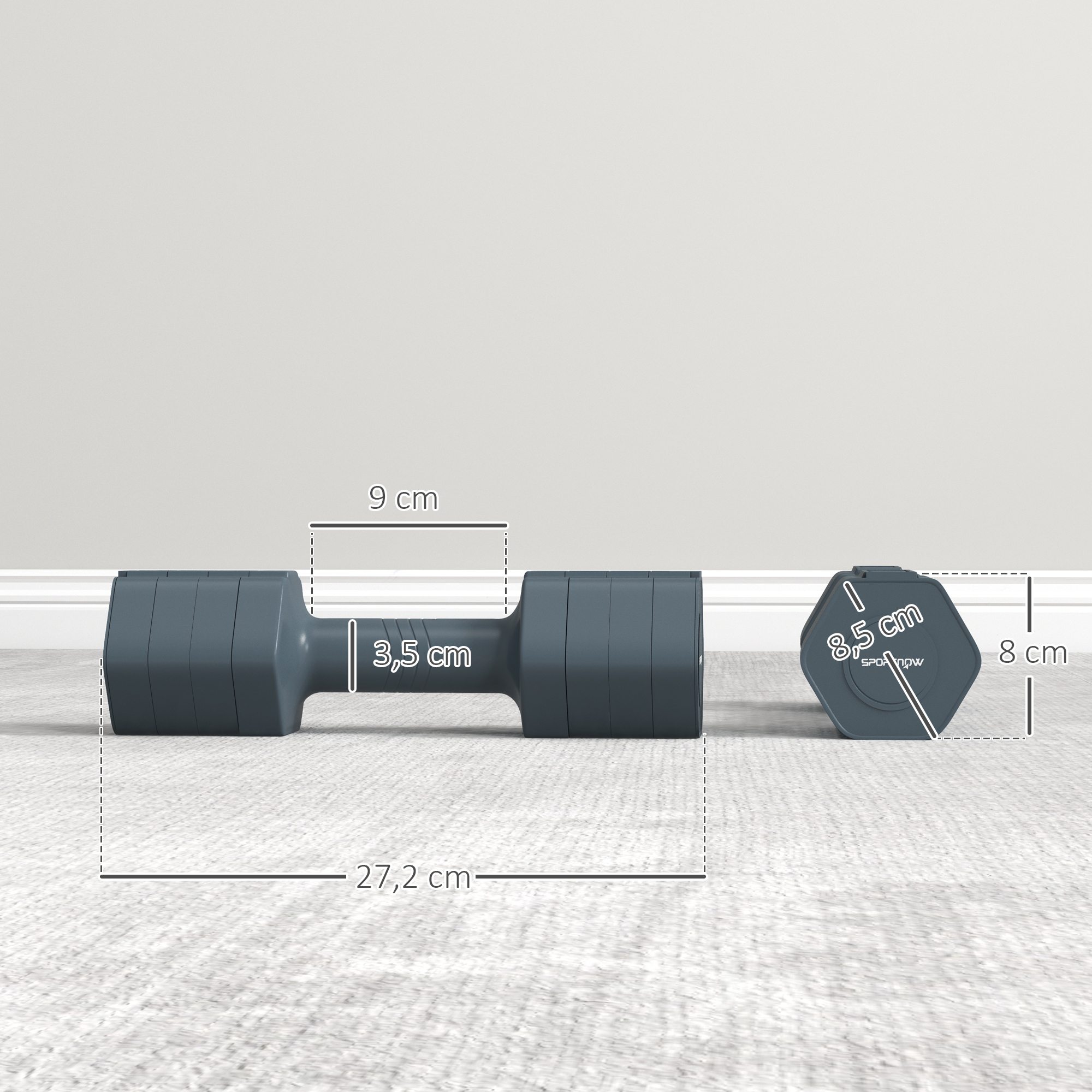 Set D’Haltères Hexagonaux SPORTNOW – 3 Paires (4/6/8 Kg) Avec Support De Rangement – Caoutchouc, Chromé, Antidérapant