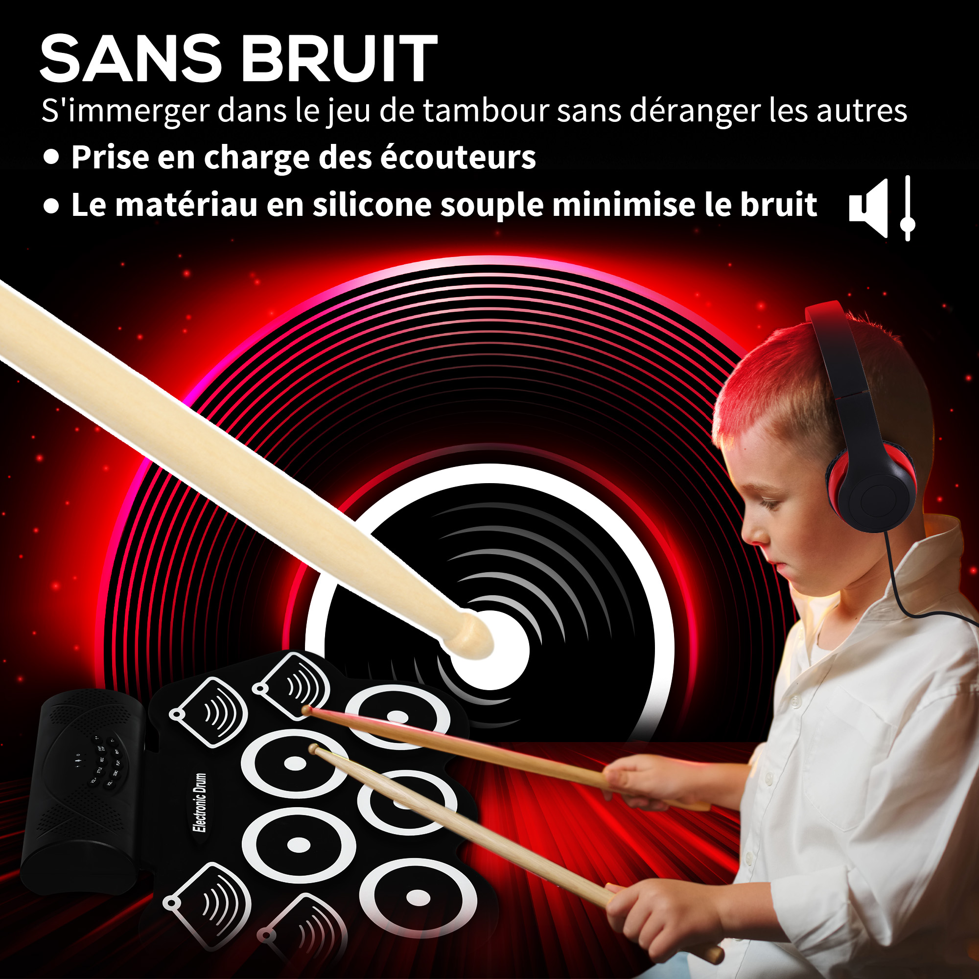 Jeu De Tambours électroniques, Jeu De Tambours électriques à Enrouleur