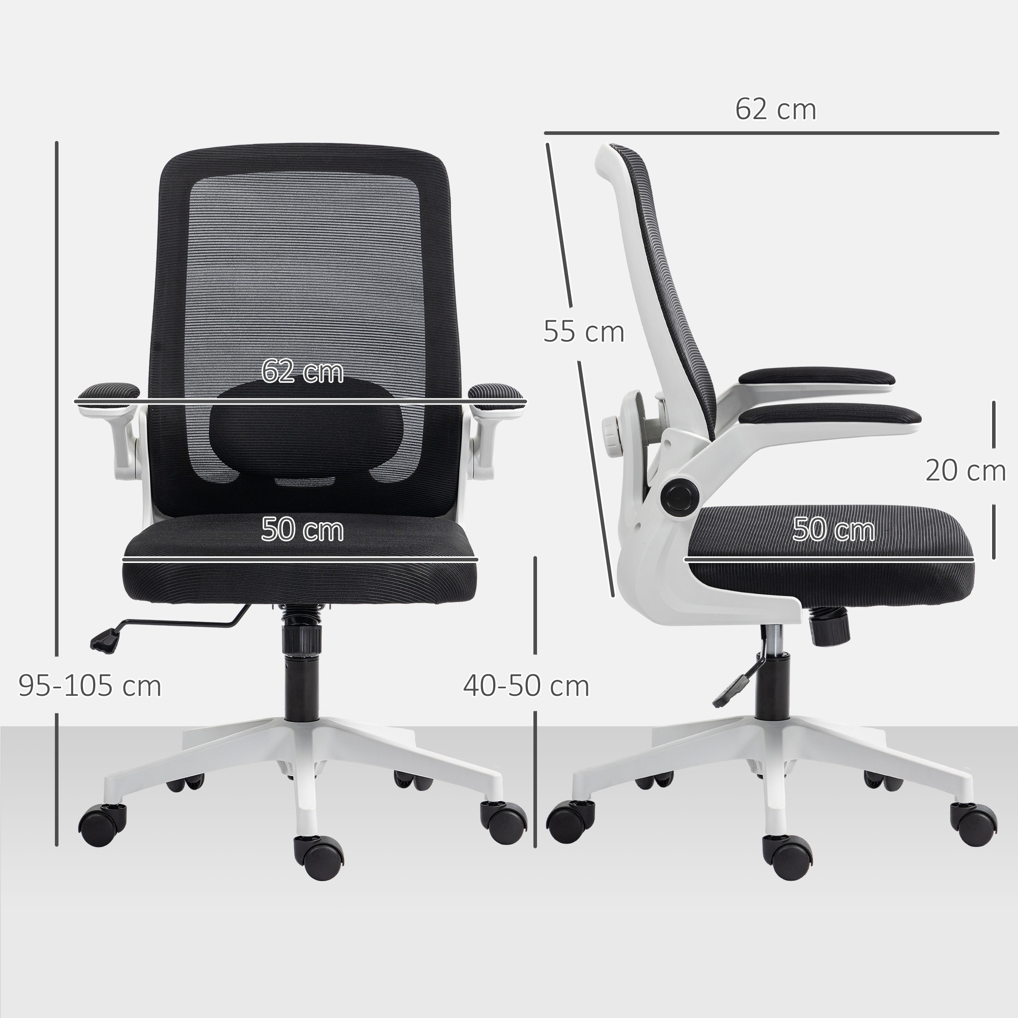 HOMCOM Mesh Back Adjustable Office Chair Black 3