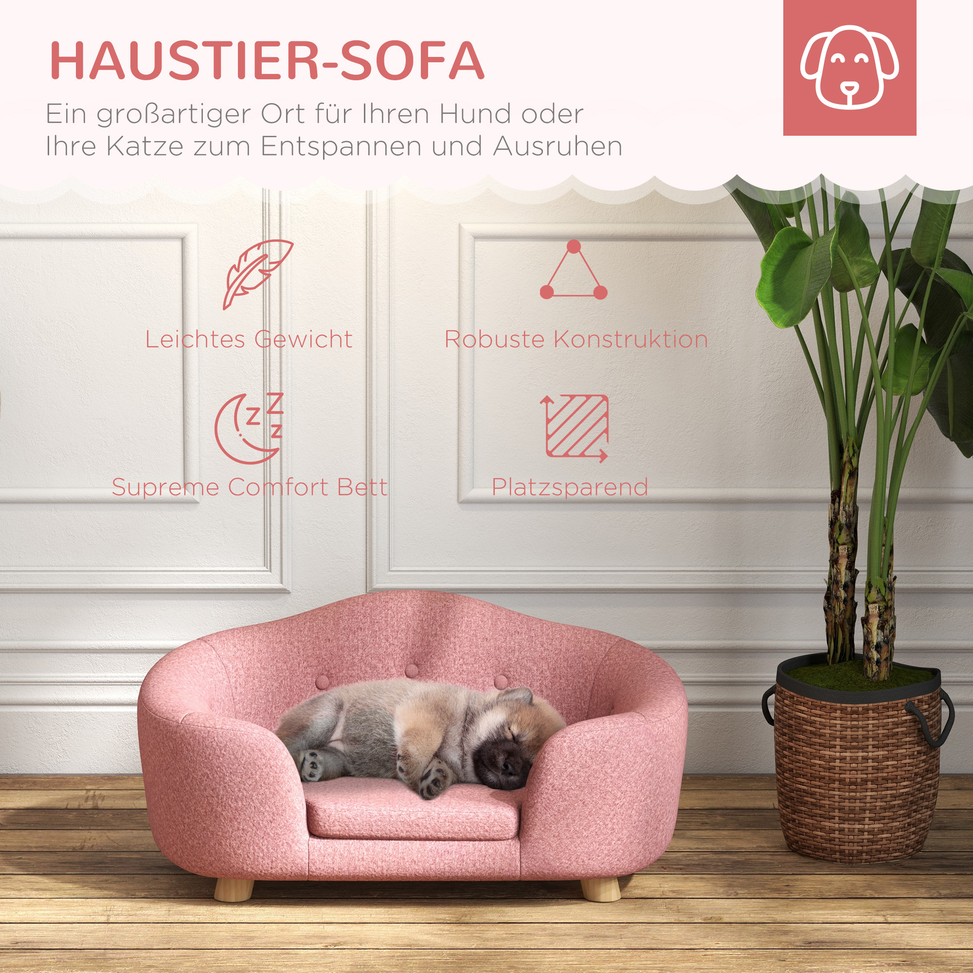 PawHut Hundebett XXL Mit Füßen – 92x76x18 Cm, Rot/schwarz, Erhöhtes Feldbett Für Hunde & Katzen
