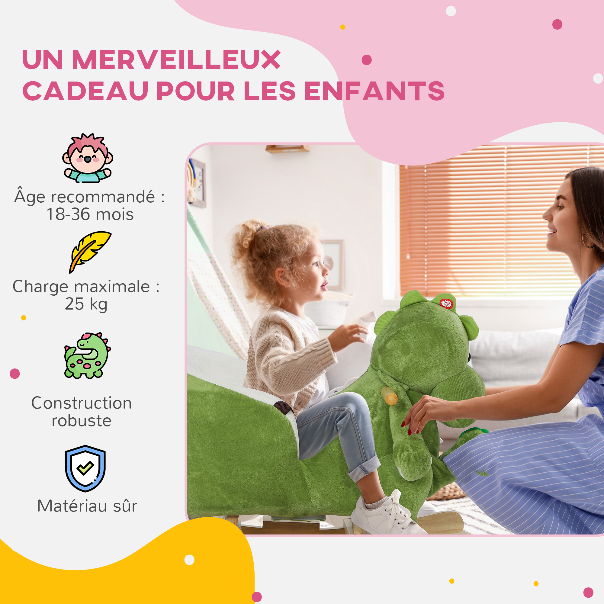 Dinosaure cheval à bascule - Cheval à bascule - Figure à bascule