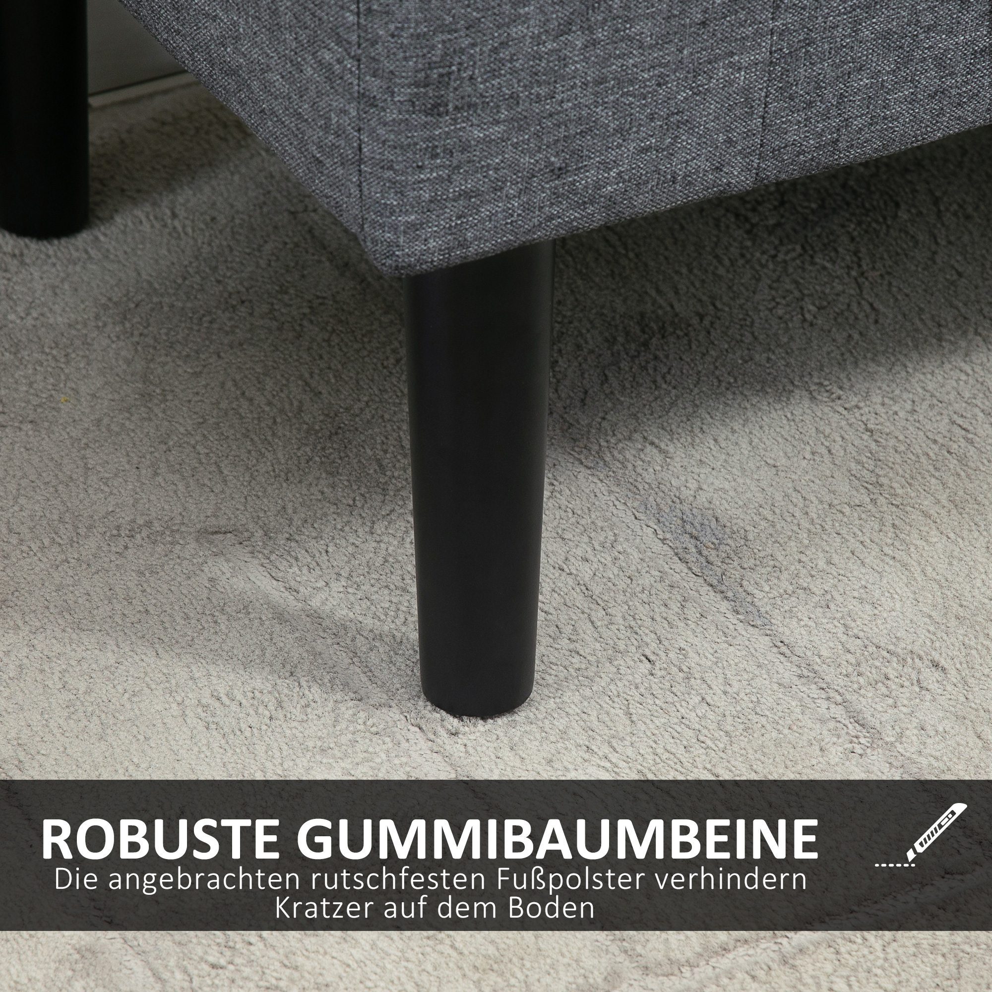 Hoiupink, polsterdatud pink, kandevõime kuni 130 kg, linase imitatsioon, helepuu, 116 x 44 x 58 cm, helehall