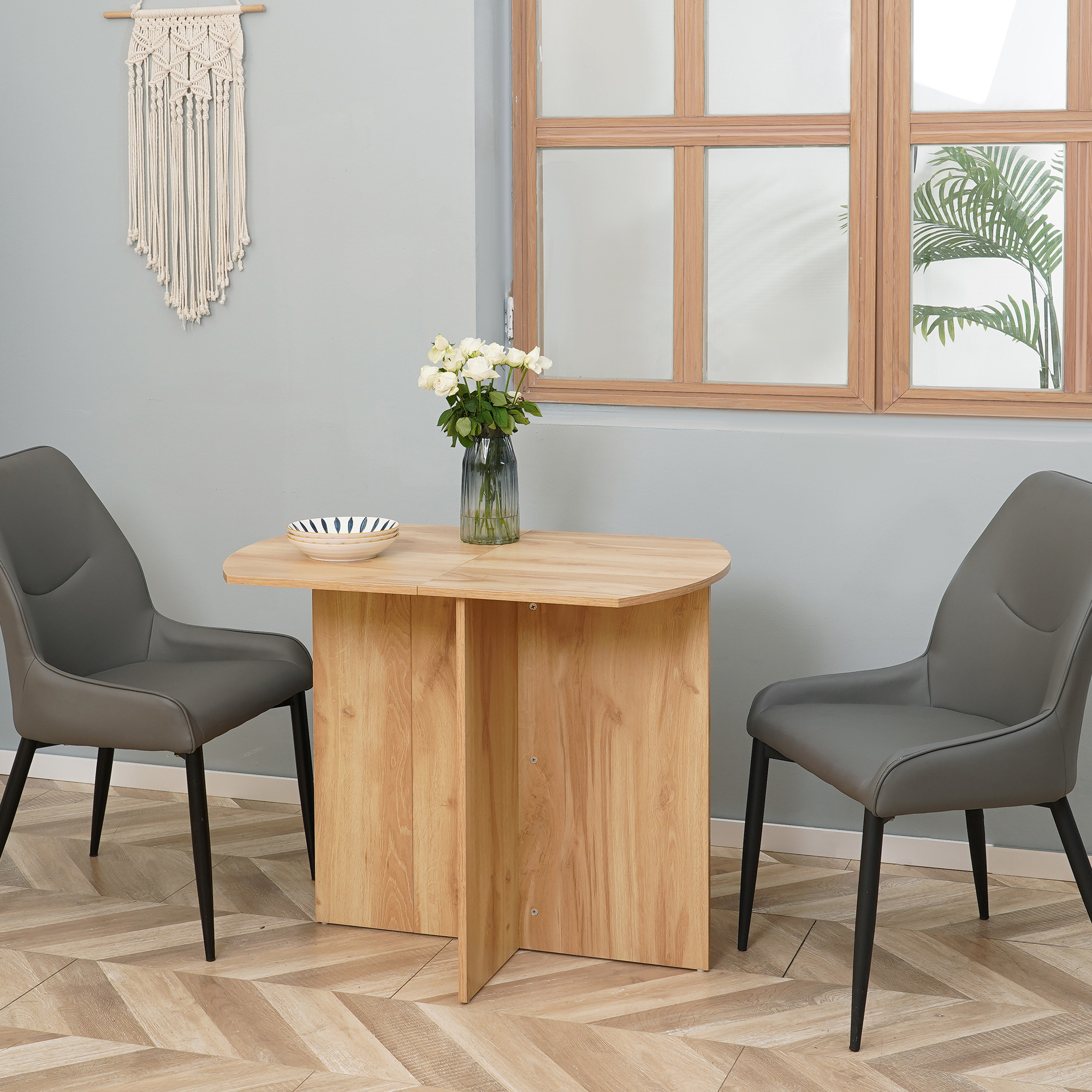 HOMCOM Four-Person Drop Leaf Dining Table Wood-Effect 7