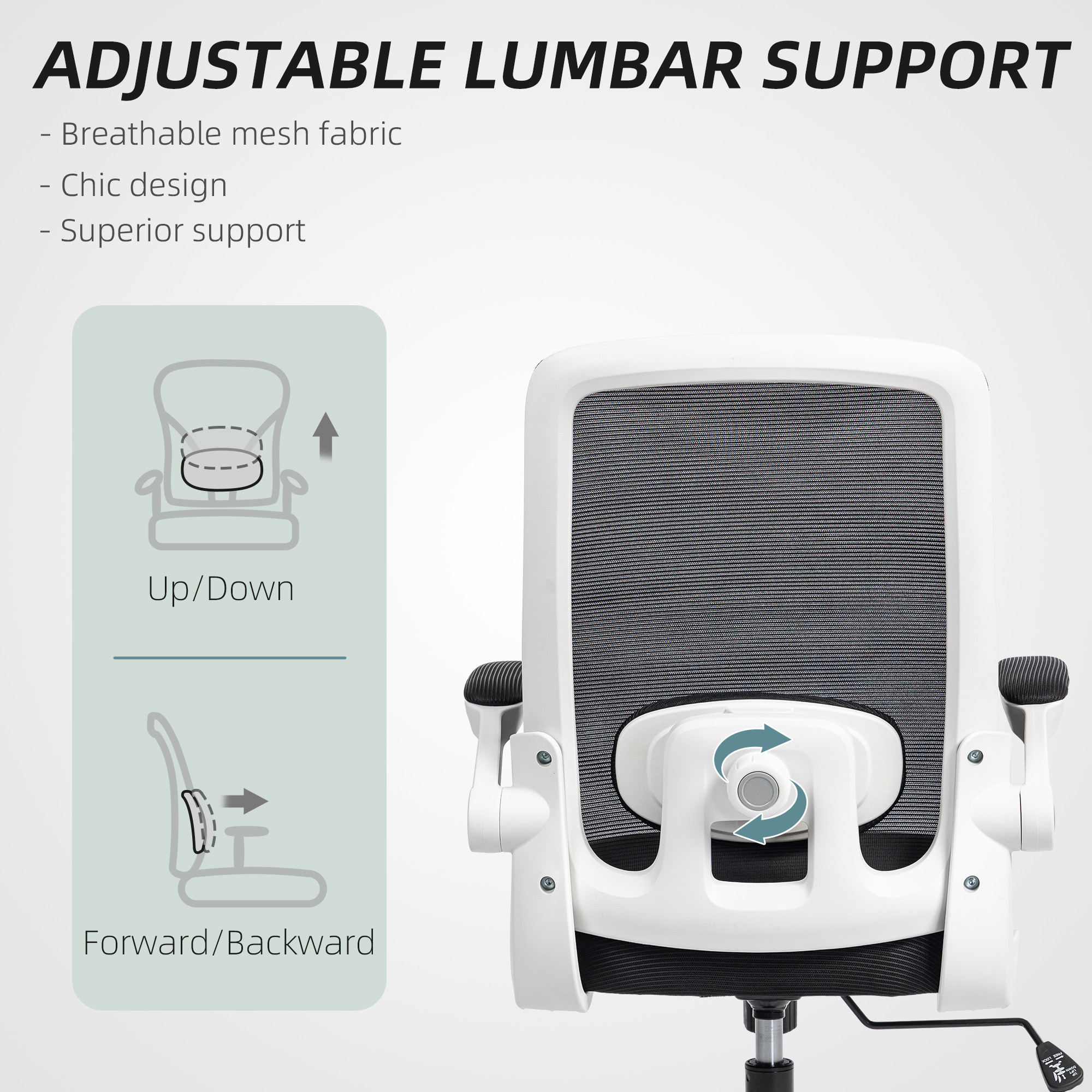 HOMCOM Mesh Back Adjustable Office Chair Black 5