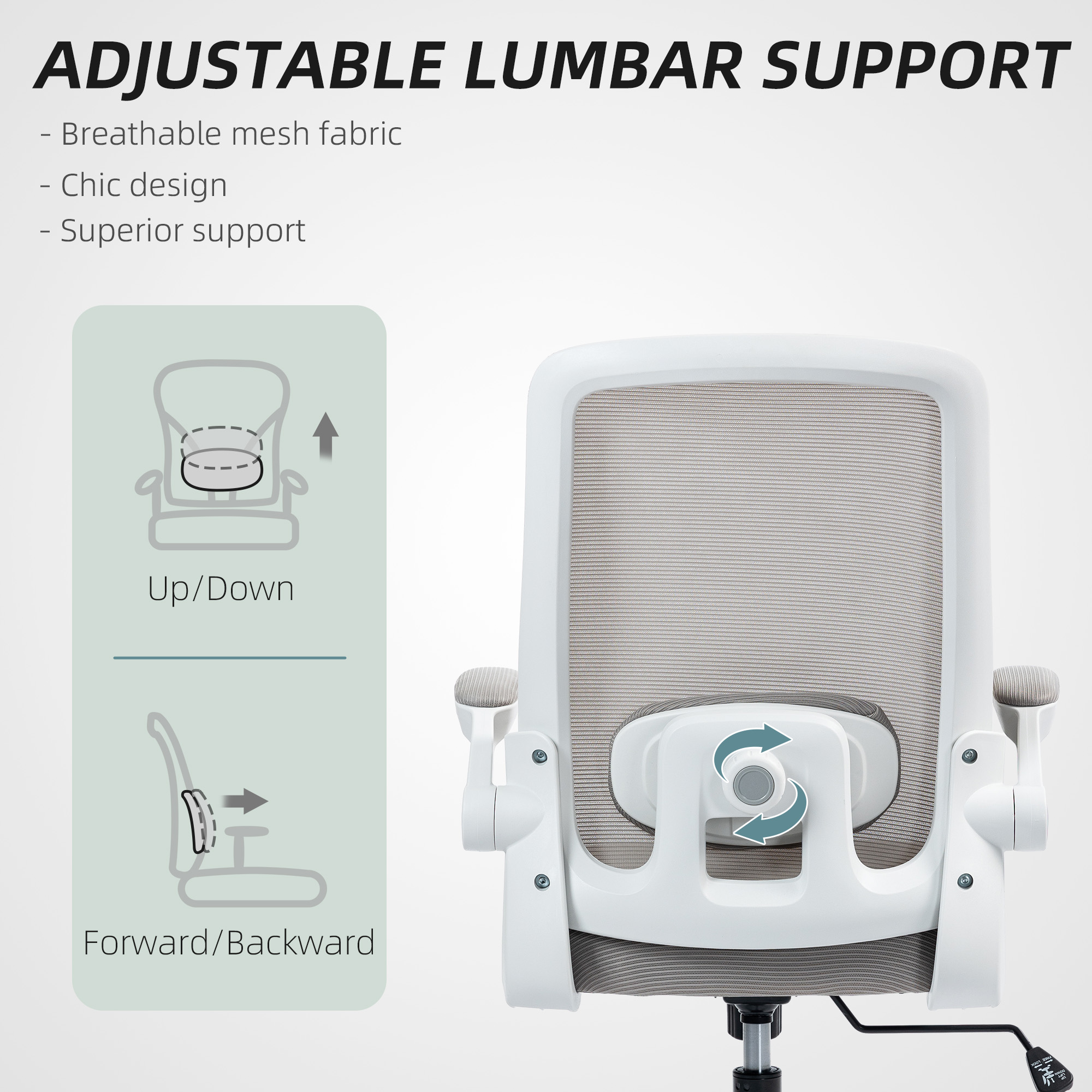 HOMCOM Mesh Back Adjustable Office Chair Grey 5