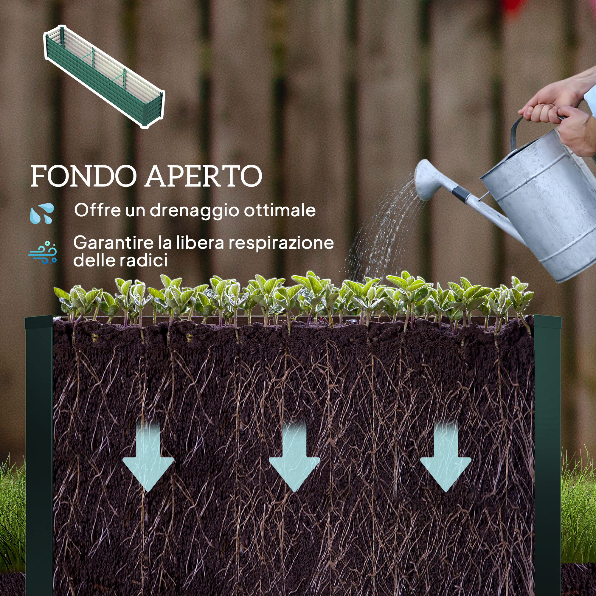 Vaso Rialzato YITAHOME 180x90x60cm - Cassone Orto In Acciaio Zincato, Per Giardino, Nero - Foto 10