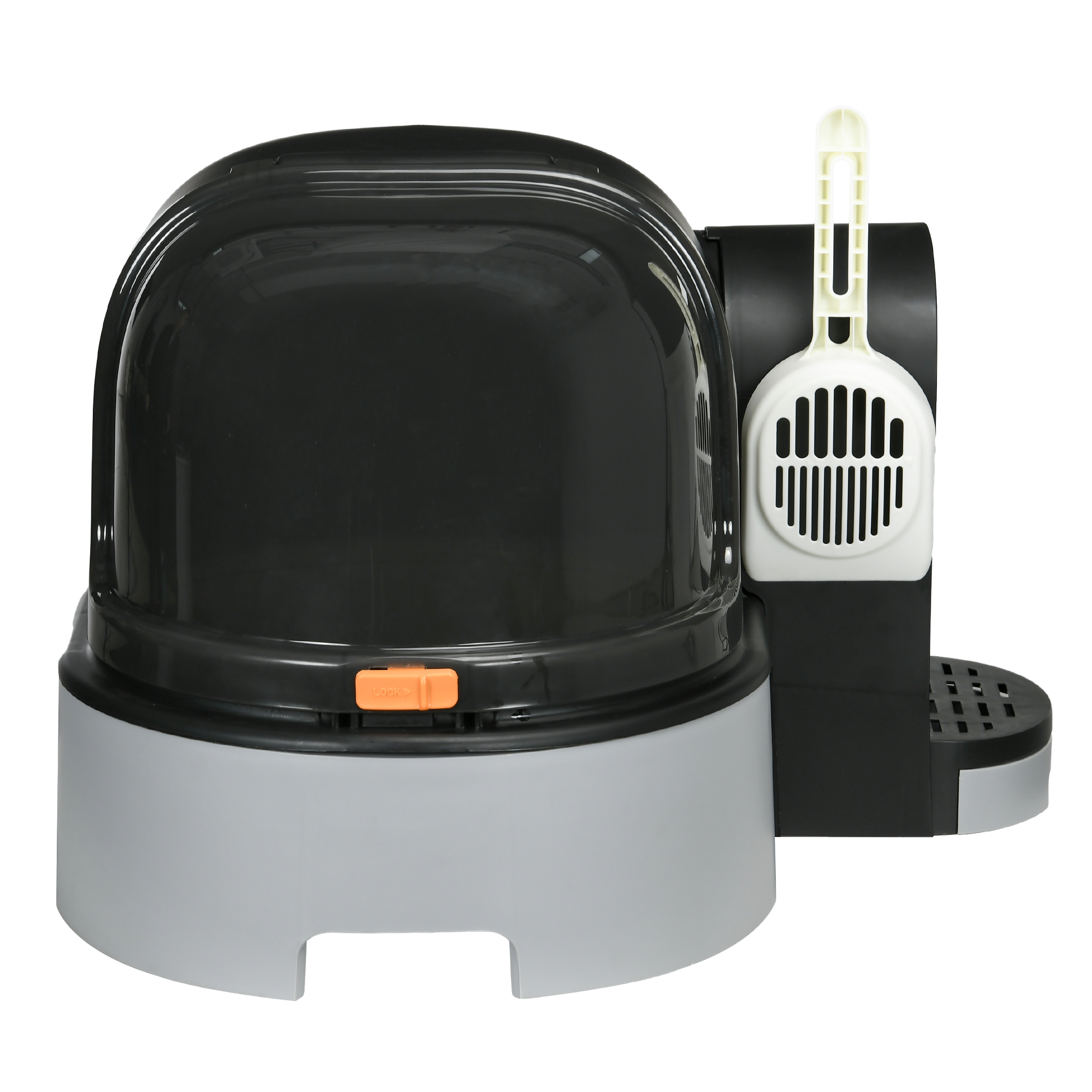 PawHut Maison de toilette, bac à litière fermé pour chat compartiment inférieur amovible pour un nettoyage facile pelle inclus