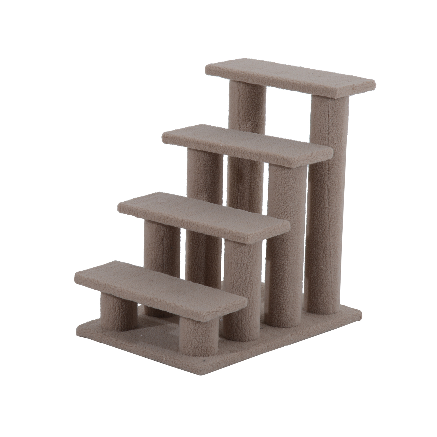 PawHut Escalera de Mascota Escalón Gato con 4 Pasos de Felpa y Postes Cubierto de Felpa 63.5x43x60cm Marrón Claro   Aosom España