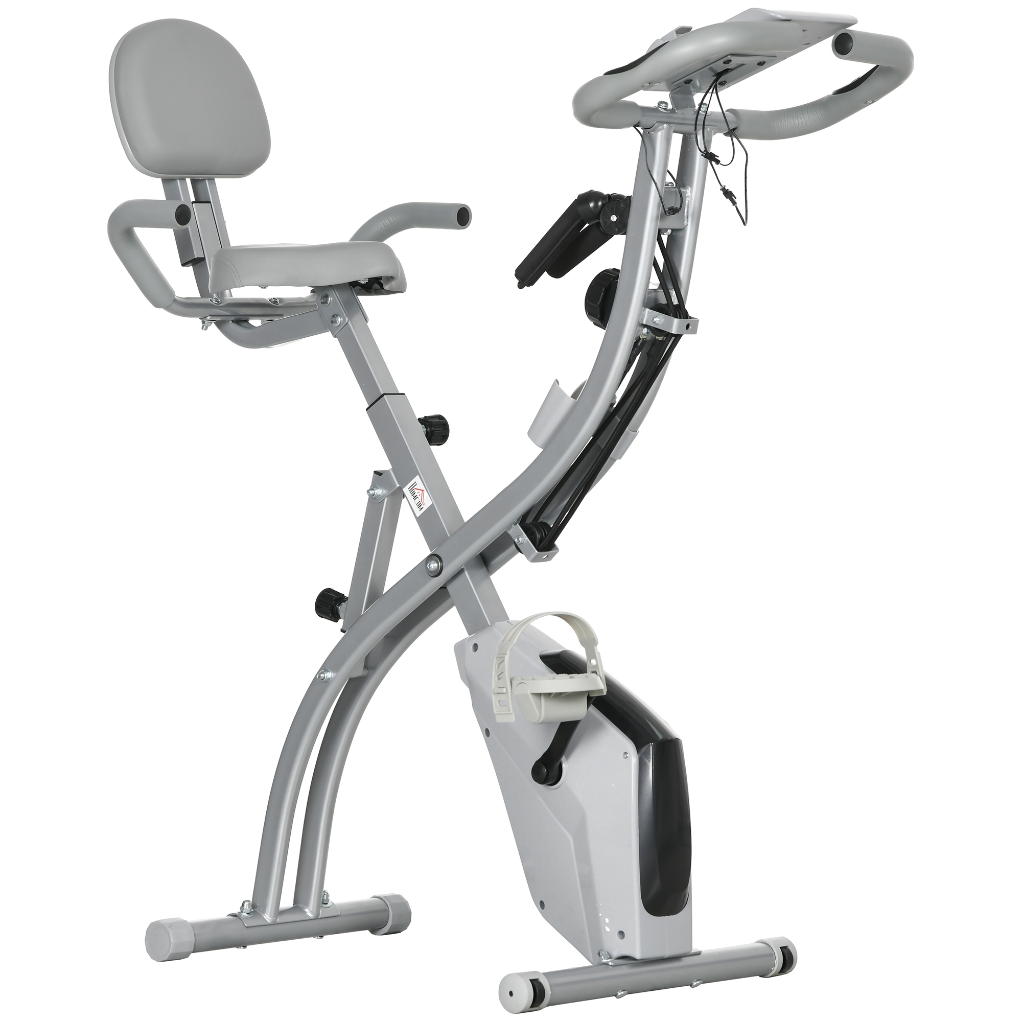 HOMCOM Vélo d'appartement pliant 8 niveaux de résistance magnétique dossier selle réglable poignées ergonomiques noir gris