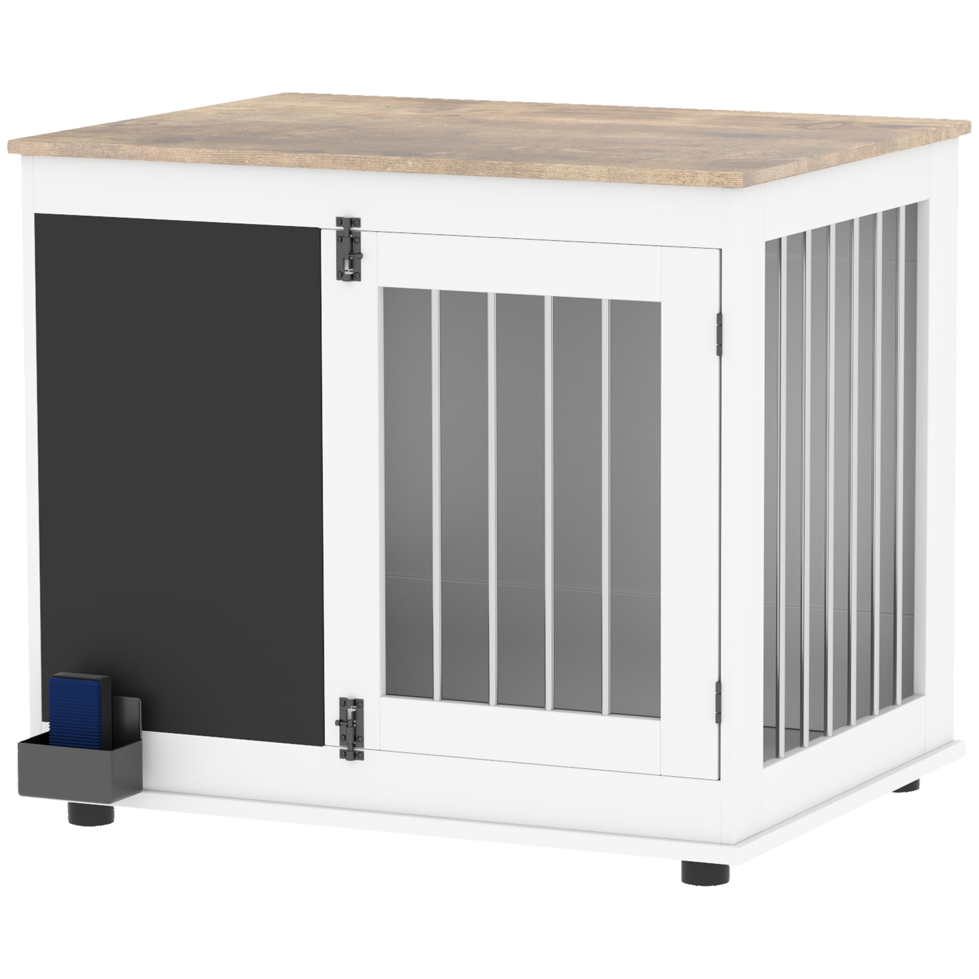 PawHut Hundekäfig, Innenhundekäfig, mit 3 Türen, Tafel, Doppelfunktion, für mittelgroße Hunde bis zu 20 kg, 80 x 60 x 70 cm, weiß   Aosom – PawHut