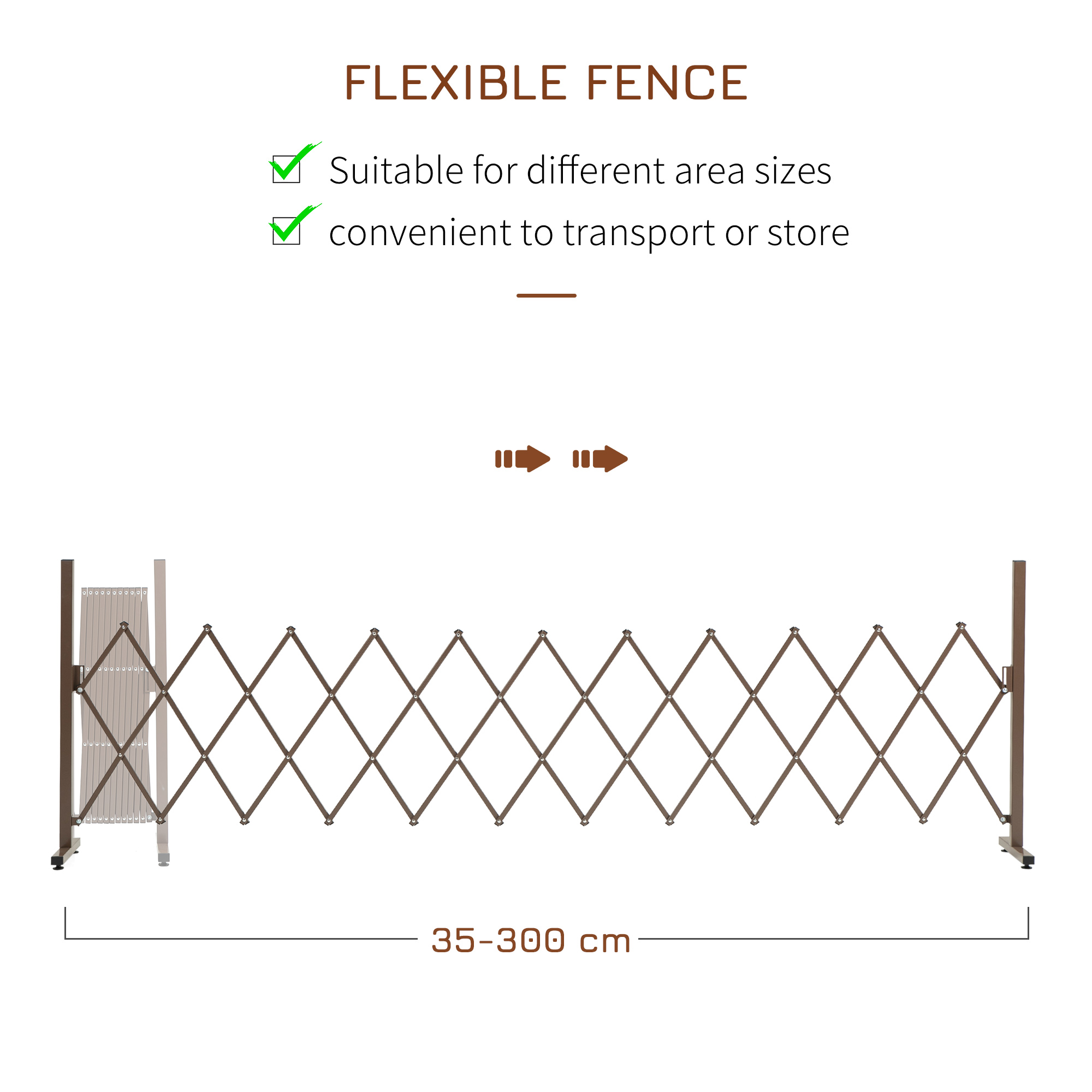 Outsunny Expanding Trellis Fence Freestanding Movable Fence Foldable Garden Screen Panel Aluminum, 300cm x 103.5 cm, Dark Brown 5
