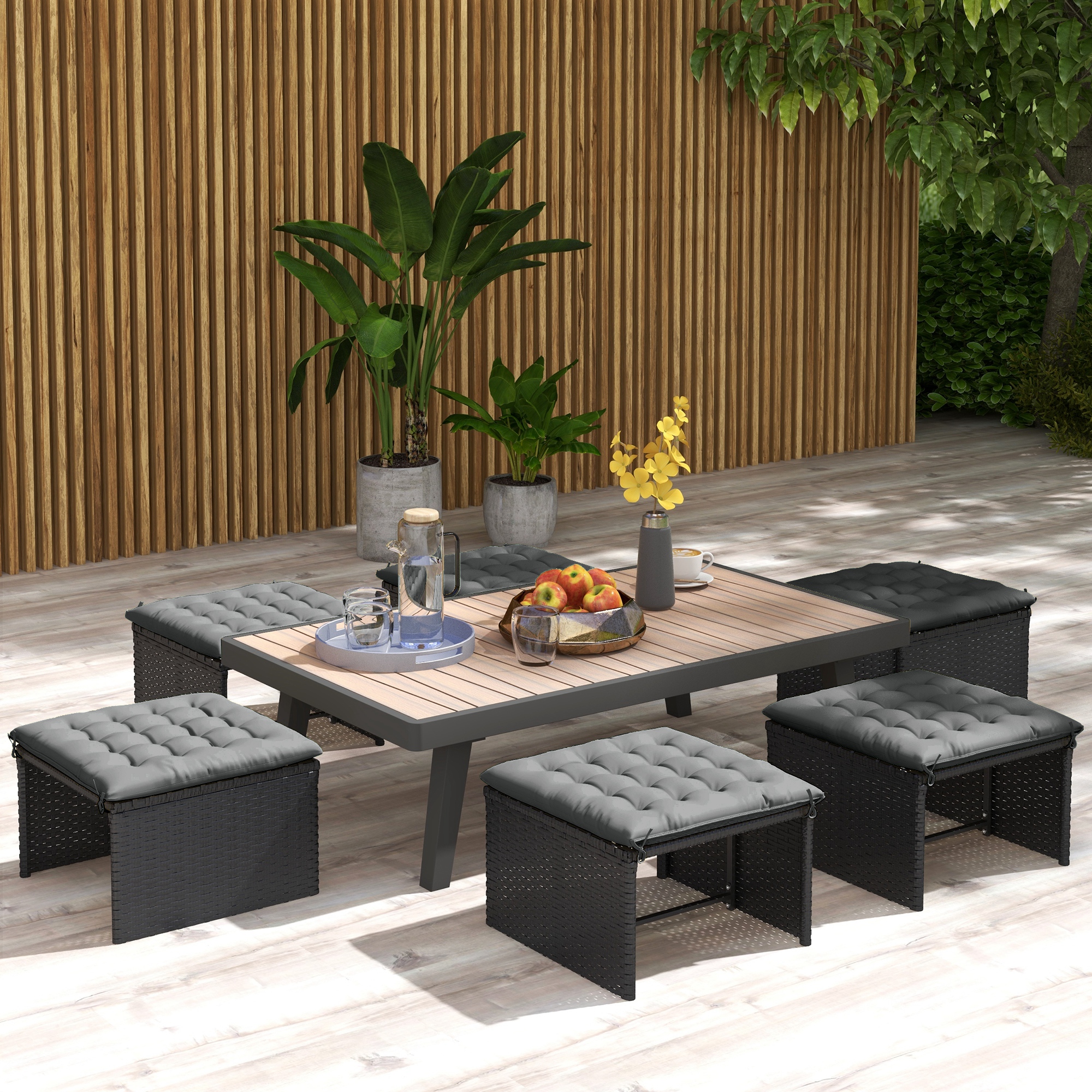 Outsunny Lot De 6 Coussins De Chaise De Jardin Kaki - 40x40 Cm, Épaisseur 4 Cm, Grand Confort Avec Attaches