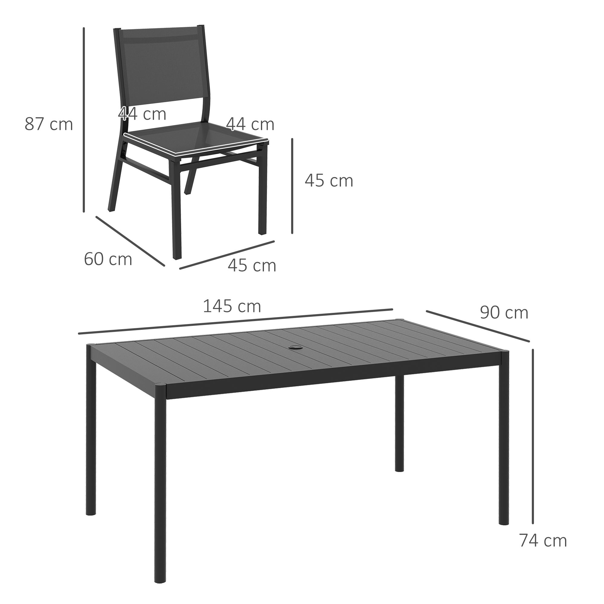 Outsunny Seven-Piece Steel Dining Set, with Aluminium-Top Table 3