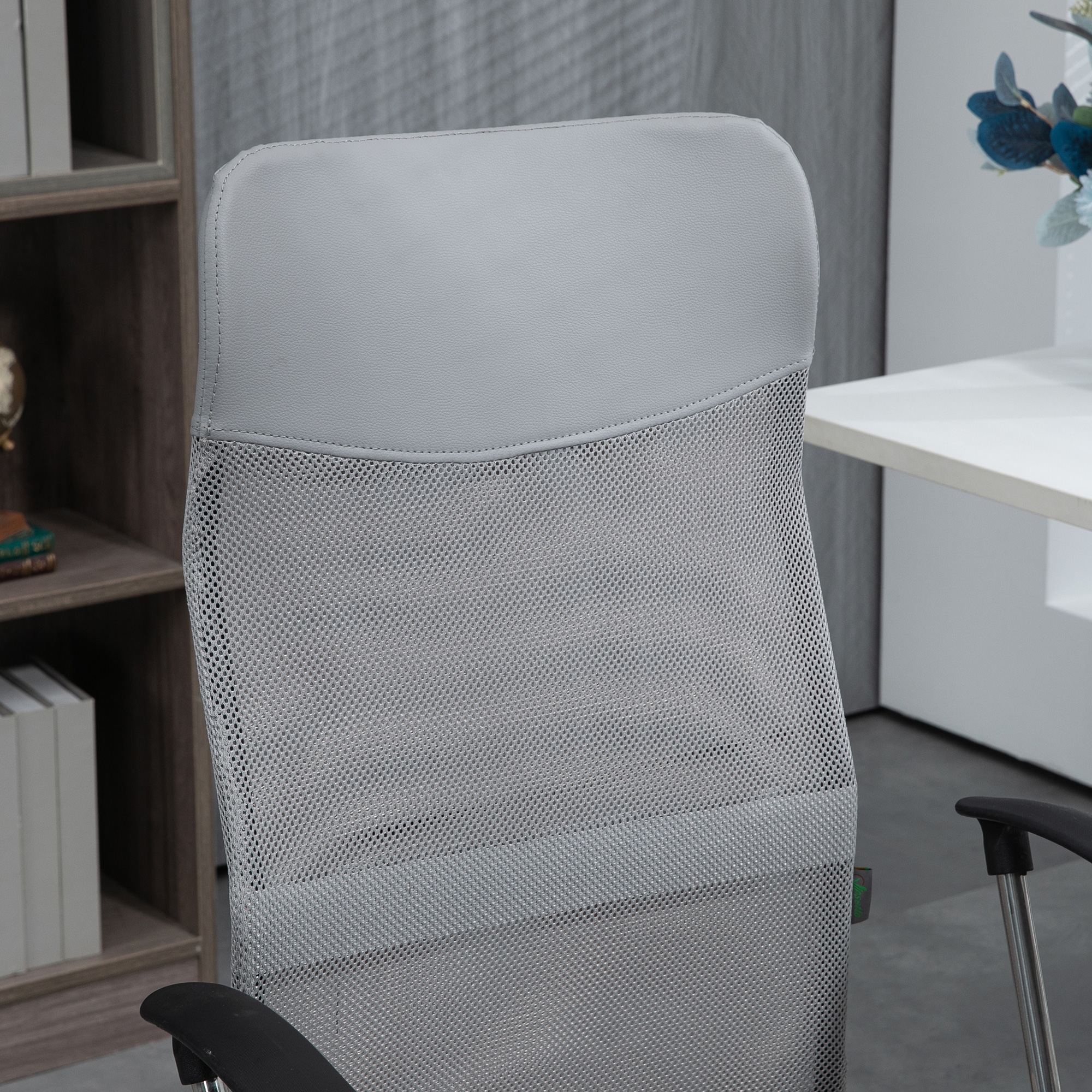 Vinsetto Ergonomic Office Chair Mesh Chair with Adjustable Height Tilt Function Light Grey 8